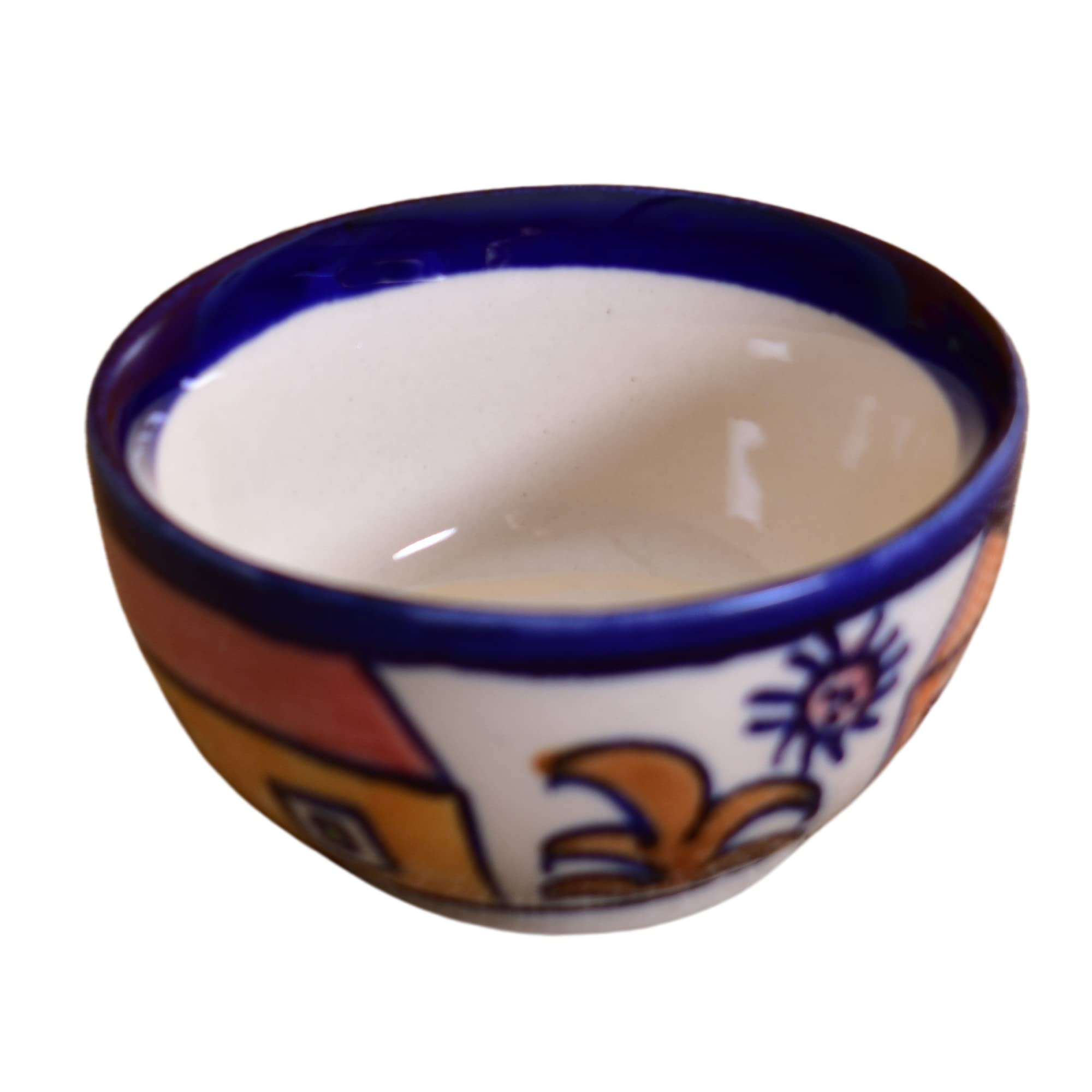 Kunhar Ceramic Dessert Bowls - 150 Ml, 4 Pieces, Hut Painting Multicolor