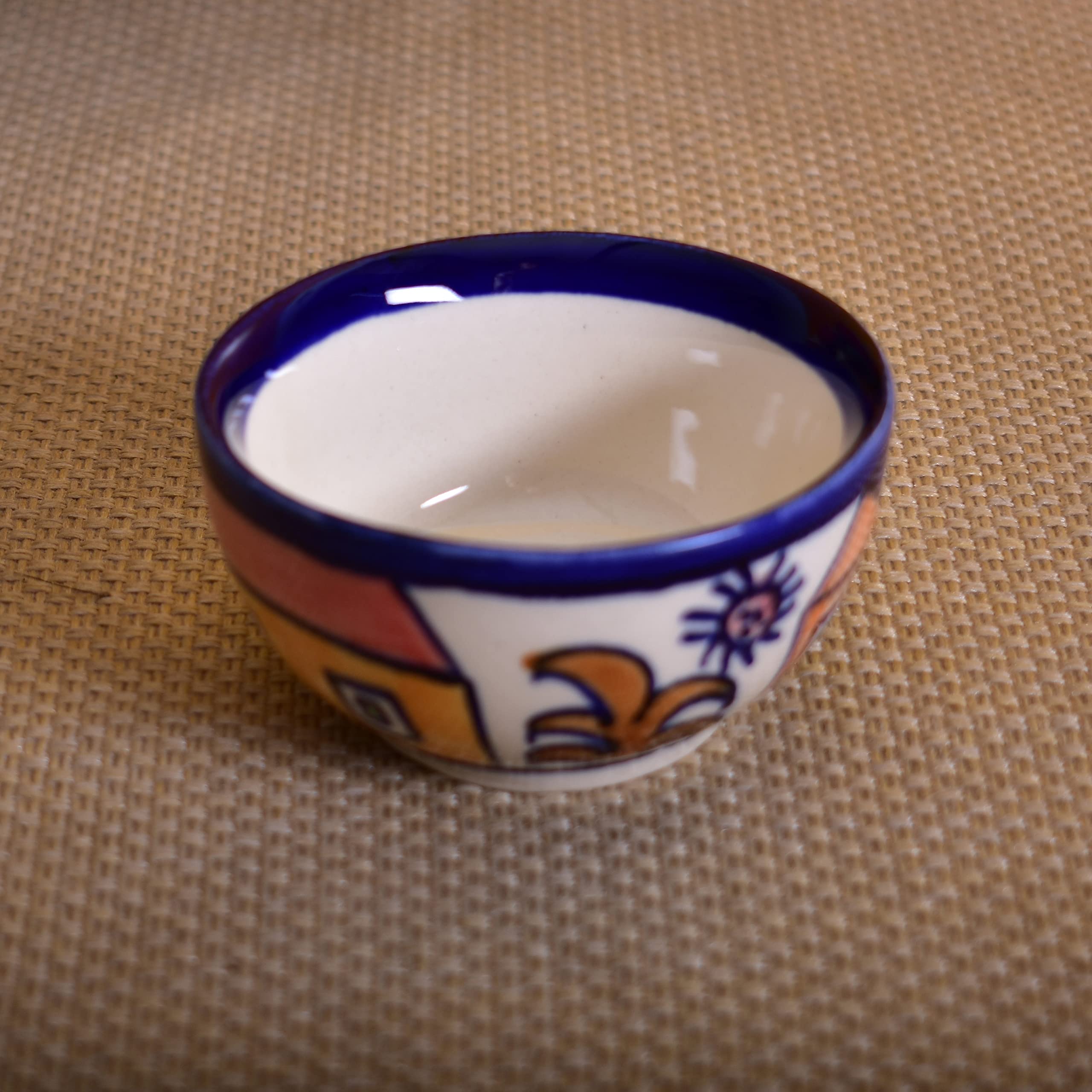 Kunhar Ceramic Dessert Bowls - 150 Ml, 4 Pieces, Hut Painting Multicolor - Image 3