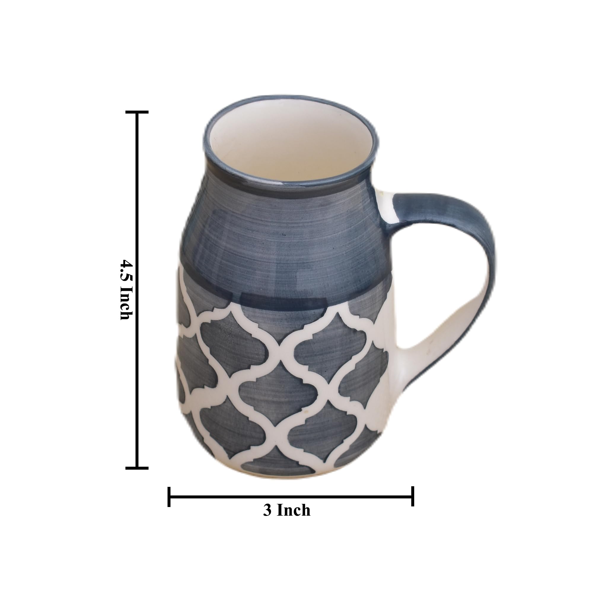 Kunhar Ceramic Coffee Mug, Milk Mug 400 Ml, Grey Chidi Can Sahpe - Image 2
