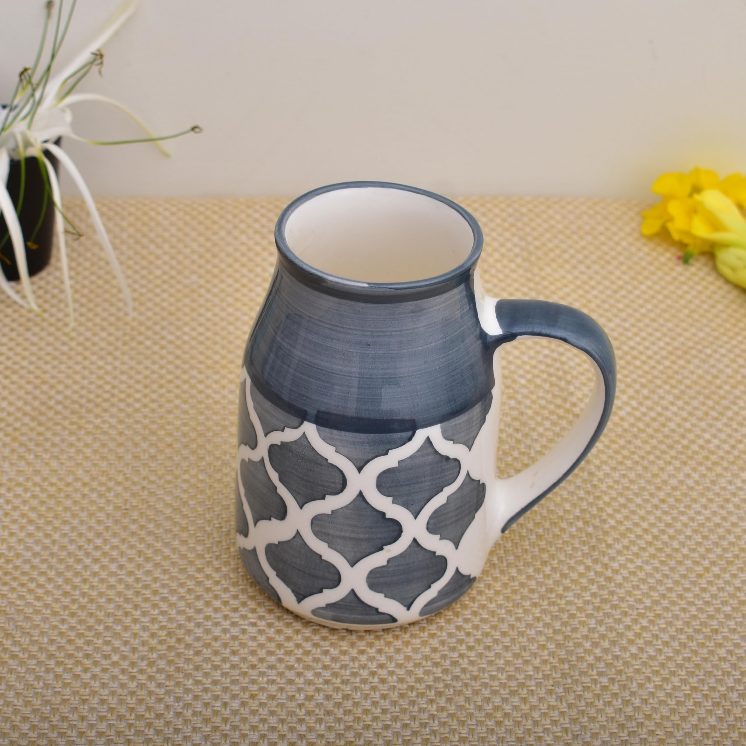 Kunhar Ceramic Coffee Mug, Milk Mug 400 Ml, Grey Chidi Can Sahpe - Image 3