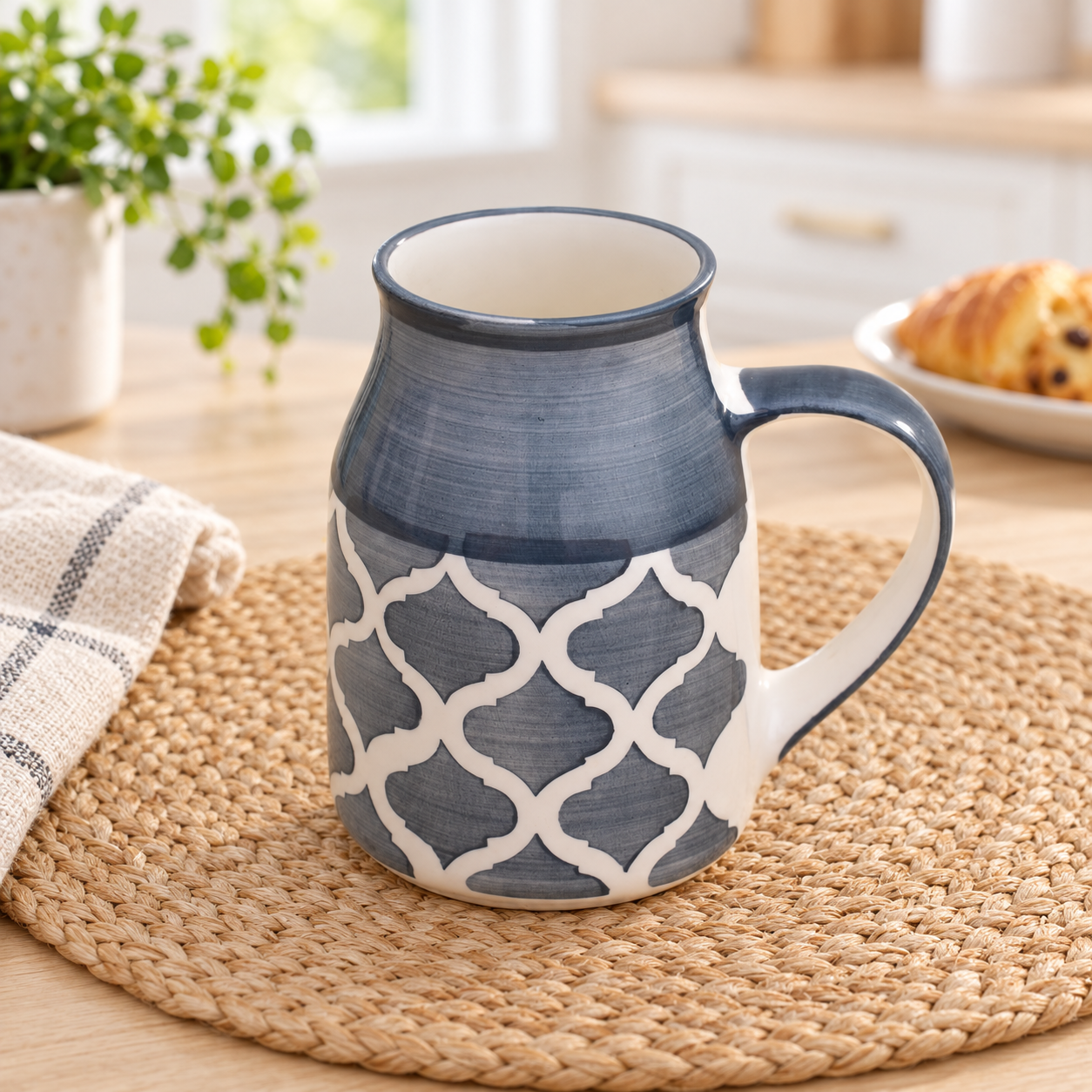 Kunhar Ceramic Coffee Mug, Milk Mug 400 Ml, Grey Chidi Can Sahpe
