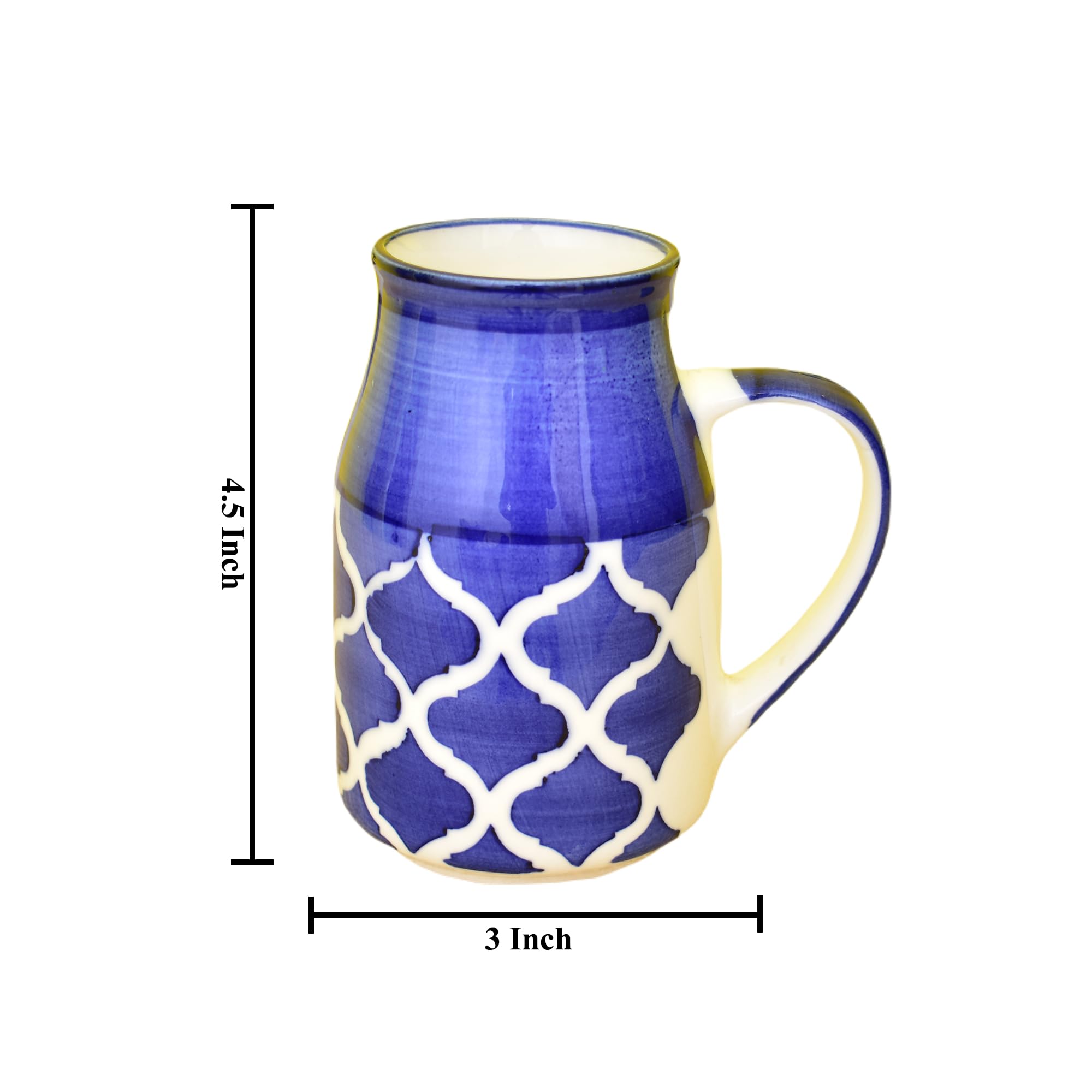 Kunhar Ceramic Coffee Mug, Milk Mug 400 Ml, Blue Chidi Can Sahpe - Image 2