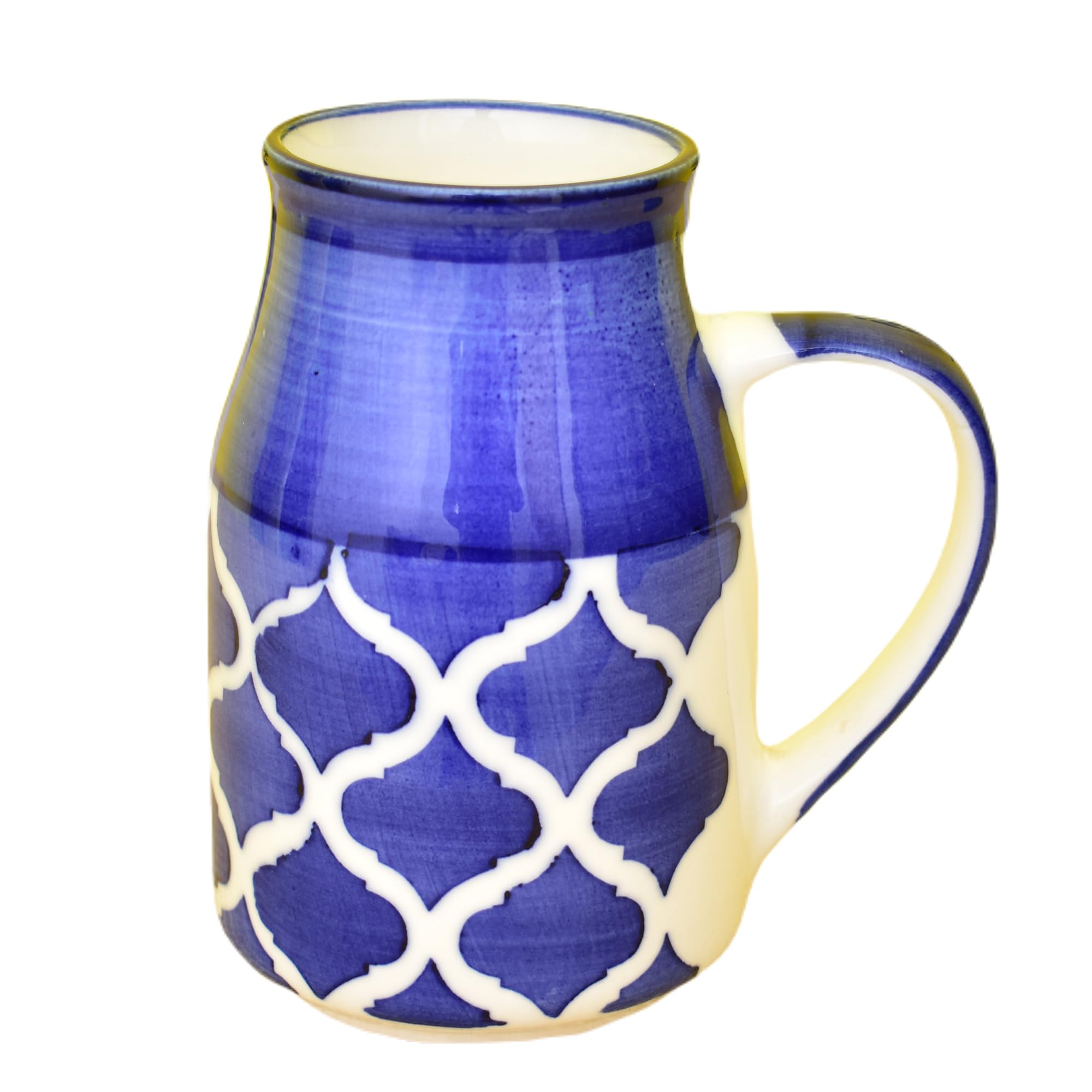 Kunhar Ceramic Coffee Mug, Milk Mug 400 Ml, Blue Chidi Can Sahpe - Image 3