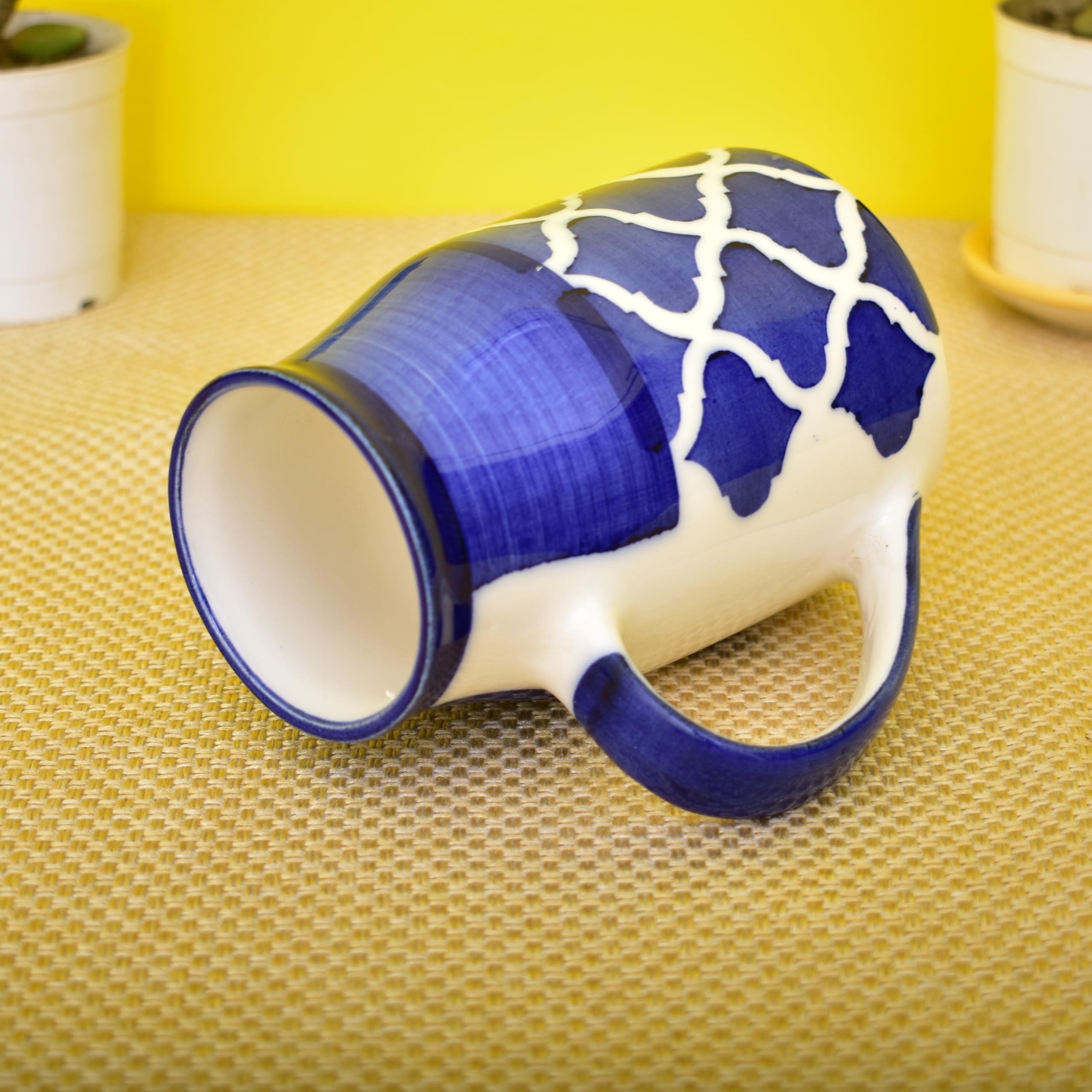 Kunhar Ceramic Coffee Mug, Milk Mug 400 Ml, Blue Chidi Can Sahpe - Image 4