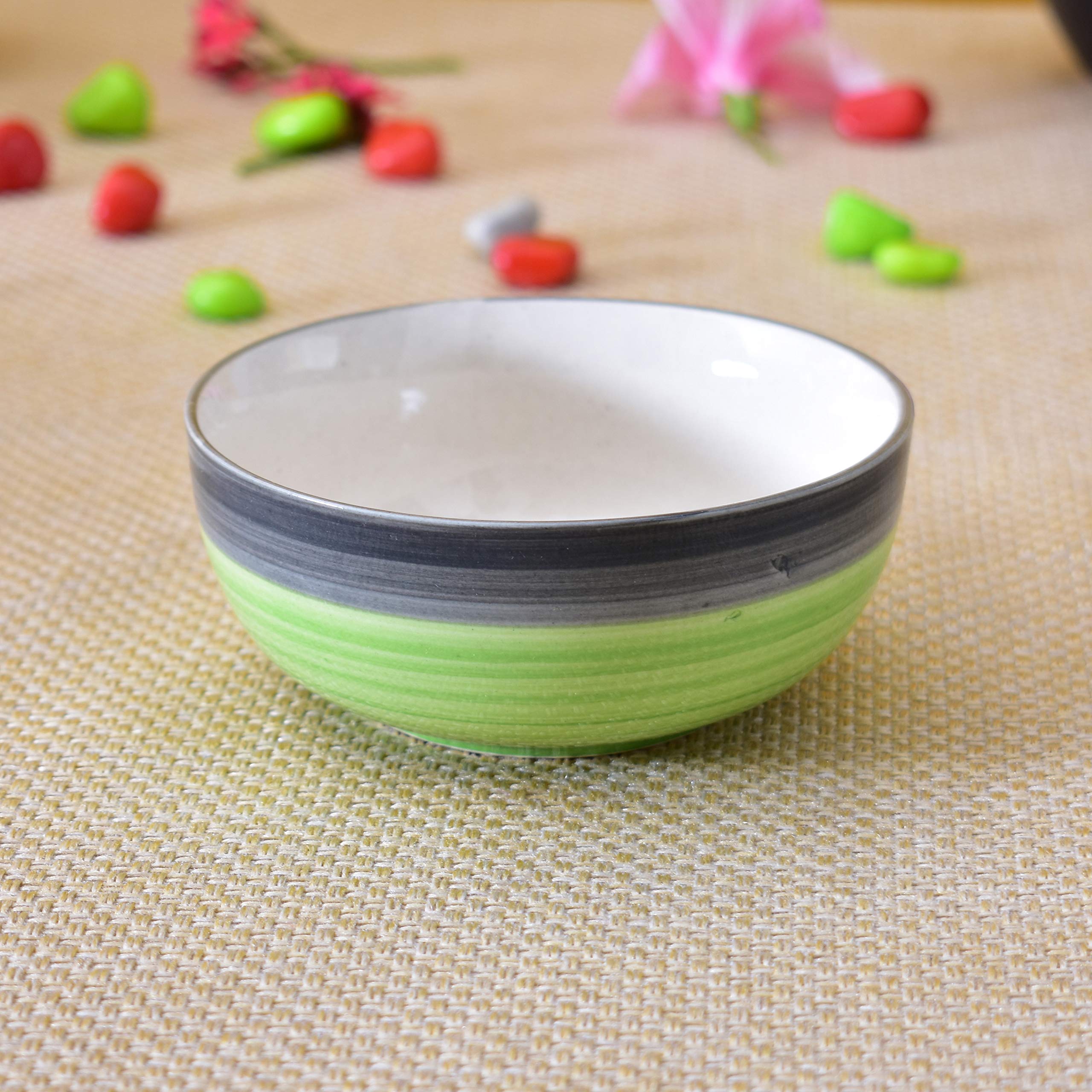 Kunhar Ceramic Mixing Bowls - 1500 ML and 800 ML, 2 Pieces, Green Grey - Image 3