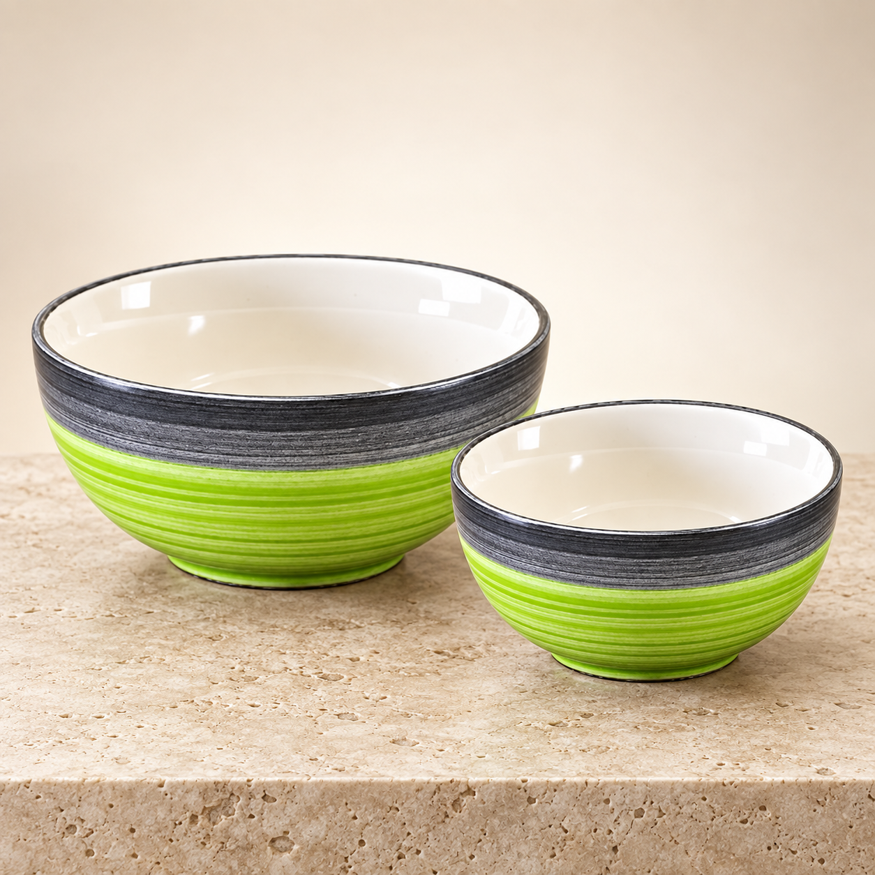 KunhaR Ceramic Mixing Bowl Set, 1500 ml & 800 ml, Green Grey | Set of 2 Nesting Bowls for Mixing, Serving, Salad, Pasta, Snacks & Kitchen Prep - Image 6