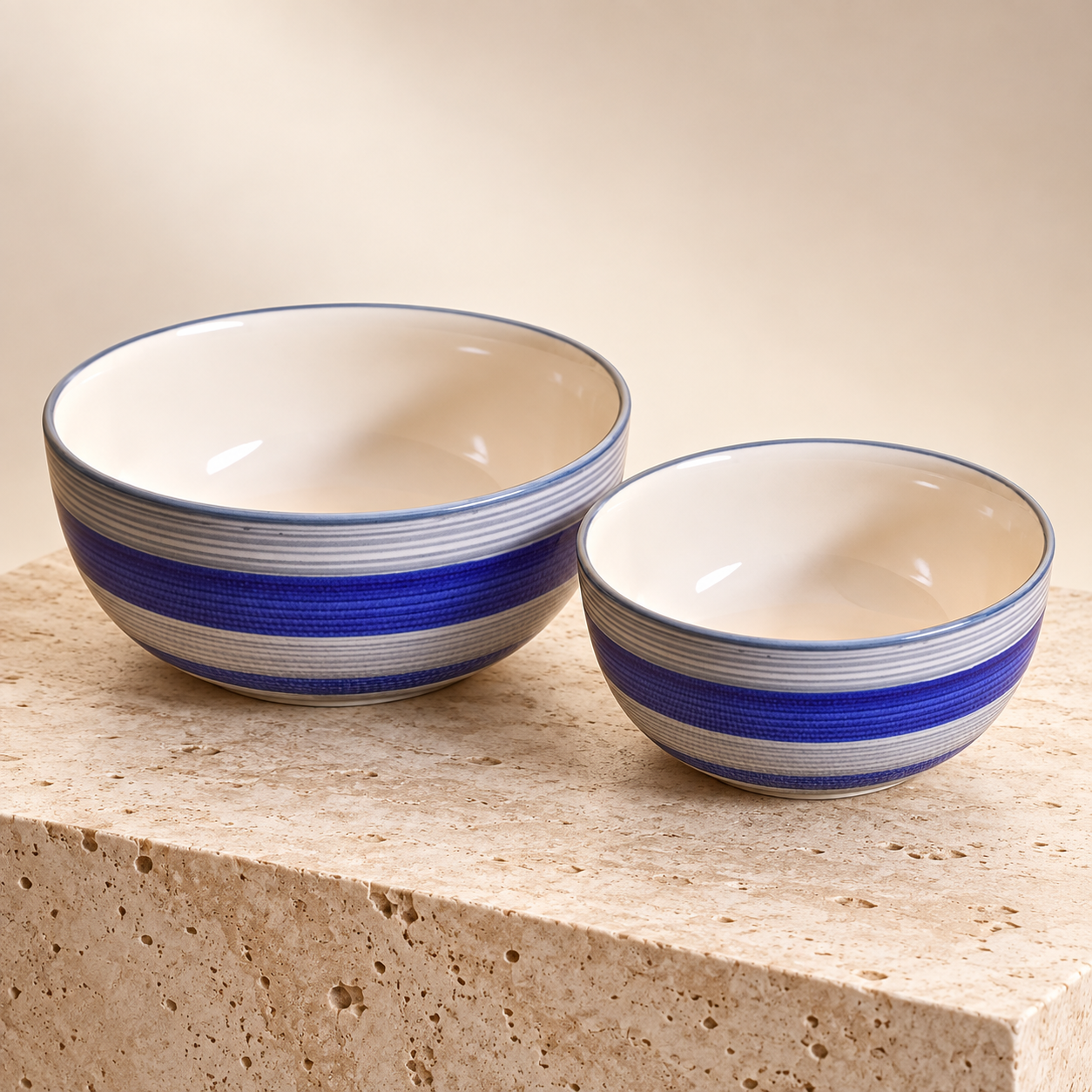 KunhaR Ceramic Mixing Bowl Set, 1500 ml & 800 ml, Monsoon | Set of 2 Nesting Bowls for Mixing, Serving, Salad, Pasta, Snacks & Kitchen Prep - Image 6