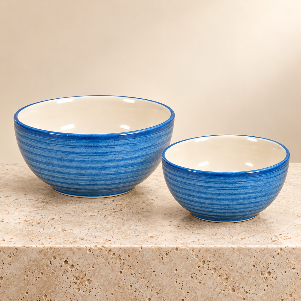 KunhaR Ceramic Mixing Bowl Set, 1500 ml & 800 ml, Crystal Blue | Set of 2 Nesting Bowls for Mixing, Serving, Salad, Pasta, Snacks & Kitchen Prep - Image 6