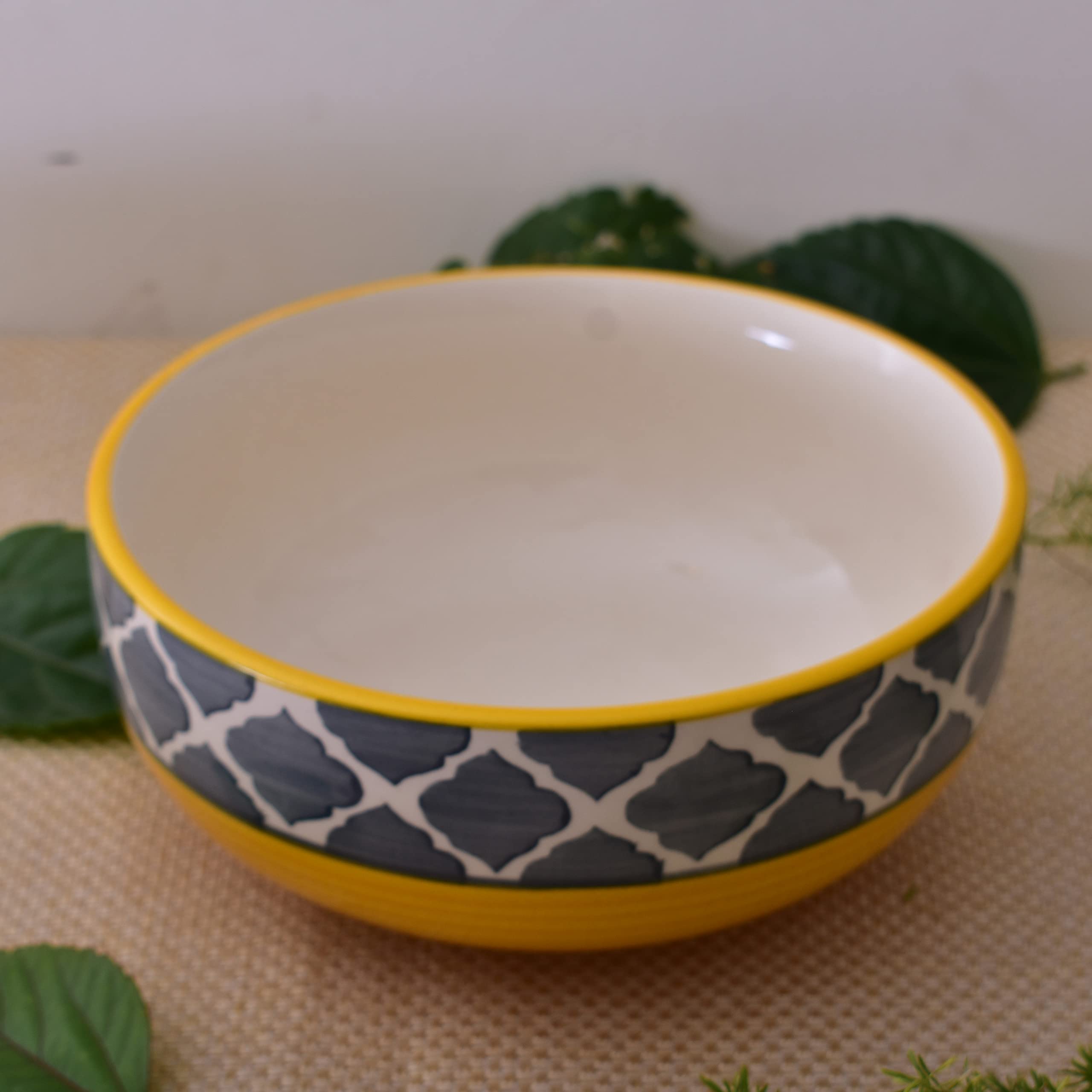 Kunhar Ceramic Mixing Bowls - 1500 Ml and 800 Ml, 2 Pieces, Yellow Grey - Image 3