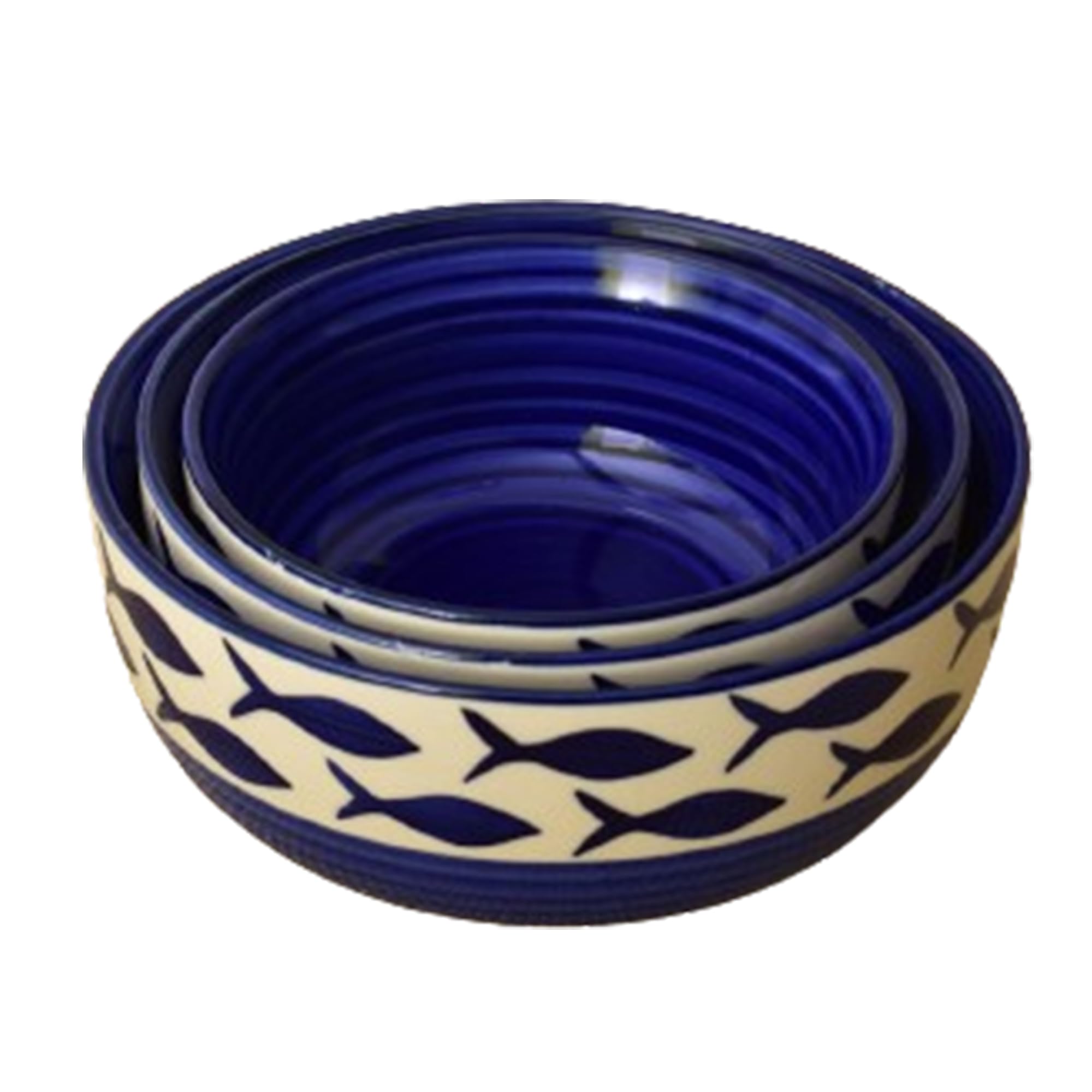 Kunhar Ceramic Mixing Bowls, Soup Bowl, Salad Bowl, Bowl for Snacks, Microwave Safe, Dishwasher Safe - 1500 Ml, 800 Ml and 600 Ml, 3 Pieces, Dark Indigo - Image 3