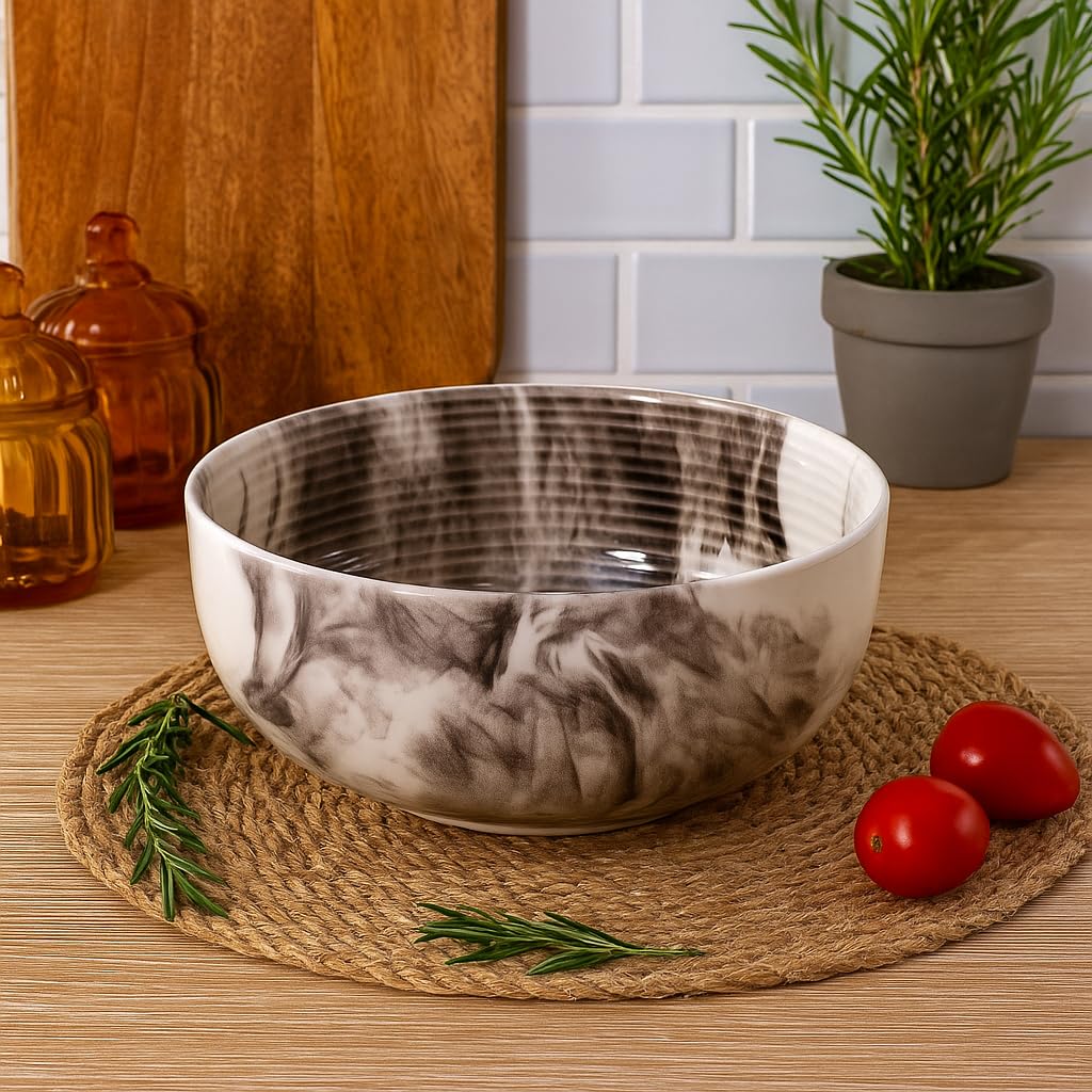 Kunhar Ceramic Bowls - 400 Ml, 2 Pieces, Marble Color - Image 2