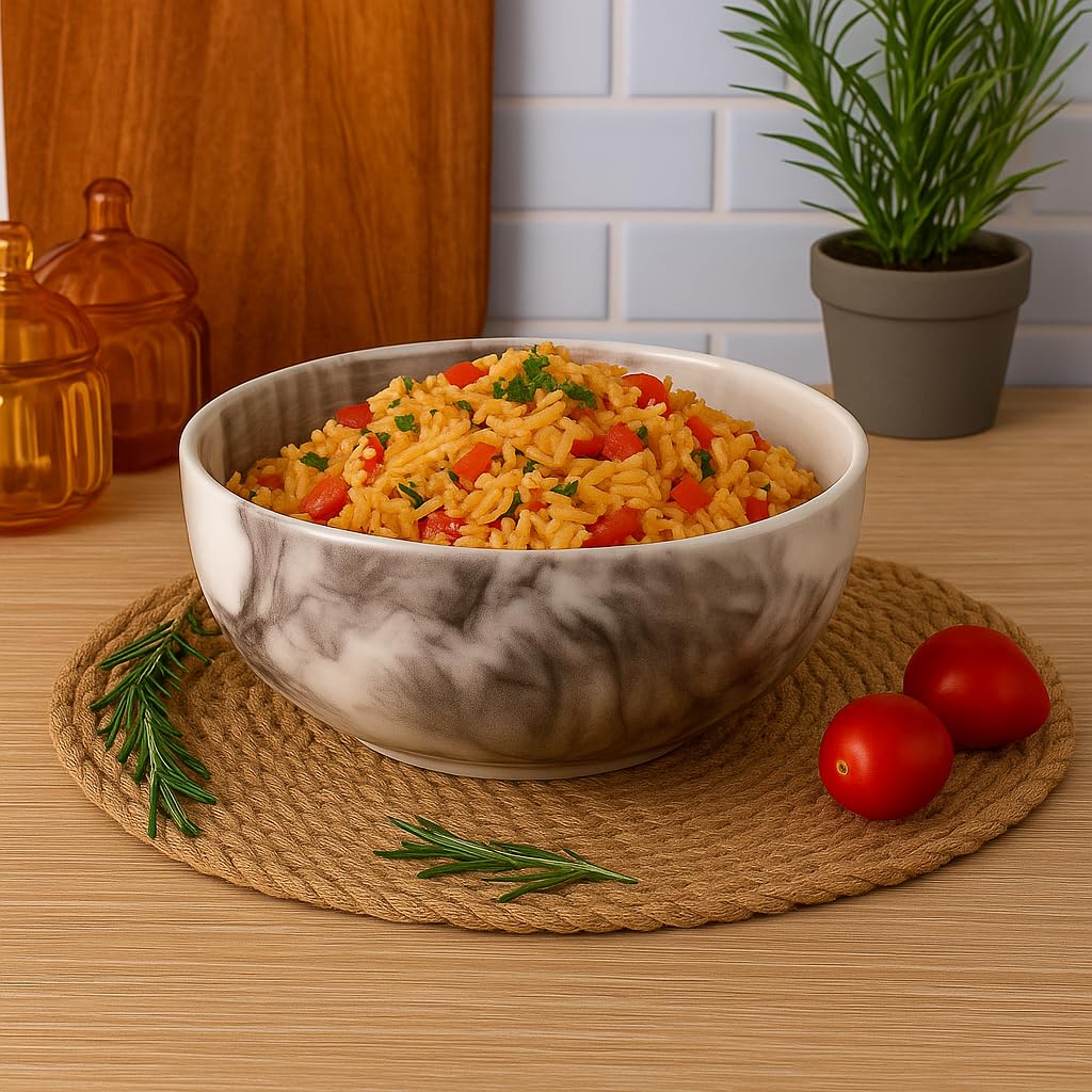 Kunhar Ceramic Bowls - 400 Ml, 2 Pieces, Marble Color - Image 1