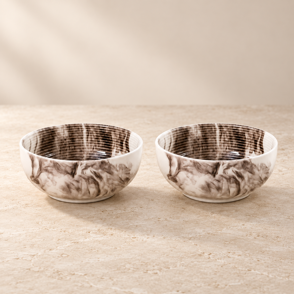 KunhaR Ceramic Serving Bowls, 400 ml Each, Set of 2, Marble Color, Small Bowls for Soup, Rice, Curry, Snacks and Desserts - Image 6