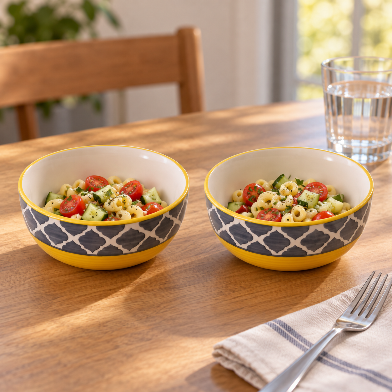 KunhaR Ceramic Serving Bowls, 400 ml Each, Set of 2, Yellow Grey, Small Bowls for Soup, Rice, Curry, Snacks and Desserts - Image 5