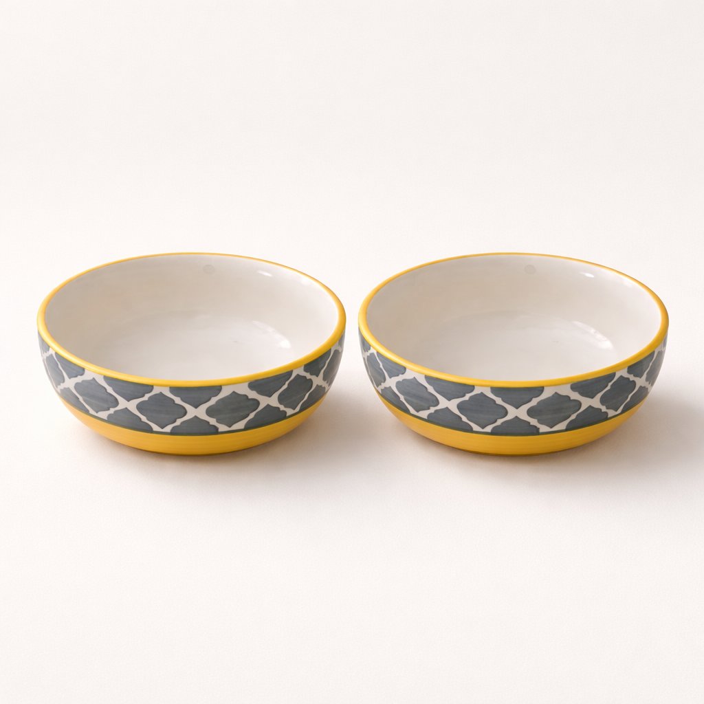 Kunhar Ceramic Bowls - 400 Ml, 2 Pieces, Yellow Grey - Image 7