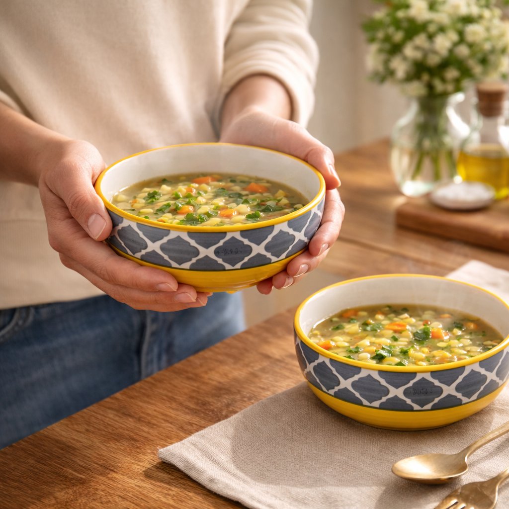 Kunhar Ceramic Bowls - 400 Ml, 2 Pieces, Yellow Grey - Image 4