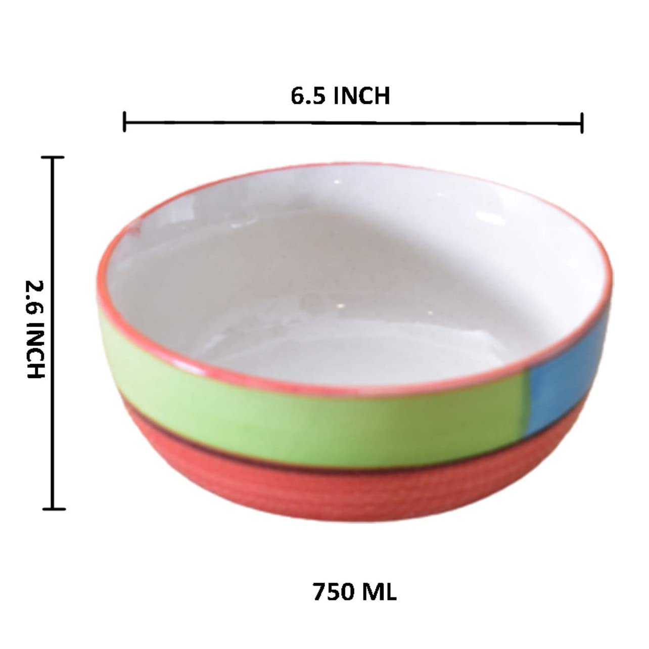Kunhar Ceramic Serving Bowls (Red, 800 ml) - 1 Piece - Image 2