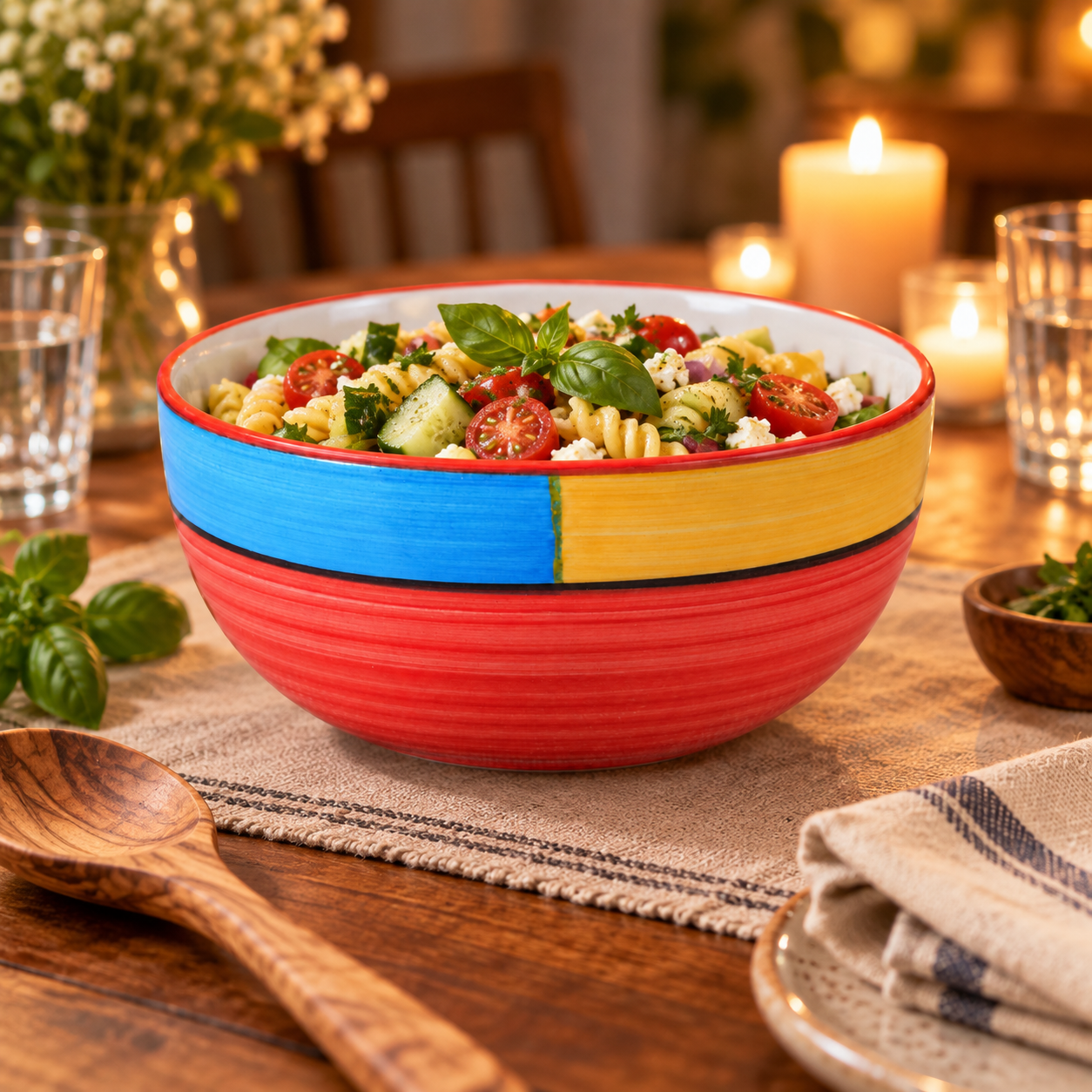 KunhaR Ceramic Serving Bowl 800 ml, Red | Medium Ceramic Bowl for Salad, Pasta, Noodles, Fruits, Curry & Snacks | Premium Tableware for Kitchen & Dining | 1 Piece - Image 3