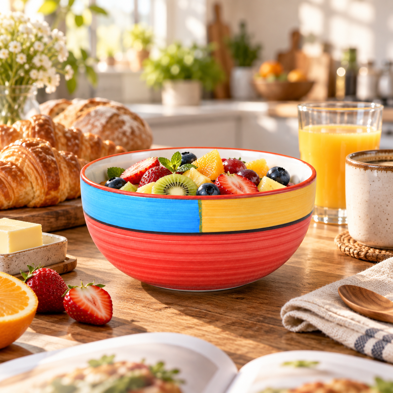 KunhaR Ceramic Serving Bowl 800 ml, Red | Medium Ceramic Bowl for Salad, Pasta, Noodles, Fruits, Curry & Snacks | Premium Tableware for Kitchen & Dining | 1 Piece - Image 4