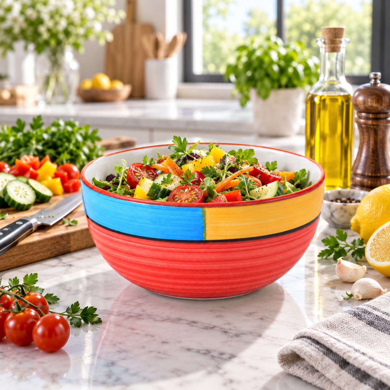 KunhaR Ceramic Serving Bowl 800 ml, Red | Medium Ceramic Bowl for Salad, Pasta, Noodles, Fruits, Curry & Snacks | Premium Tableware for Kitchen & Dining | 1 Piece - Image 5