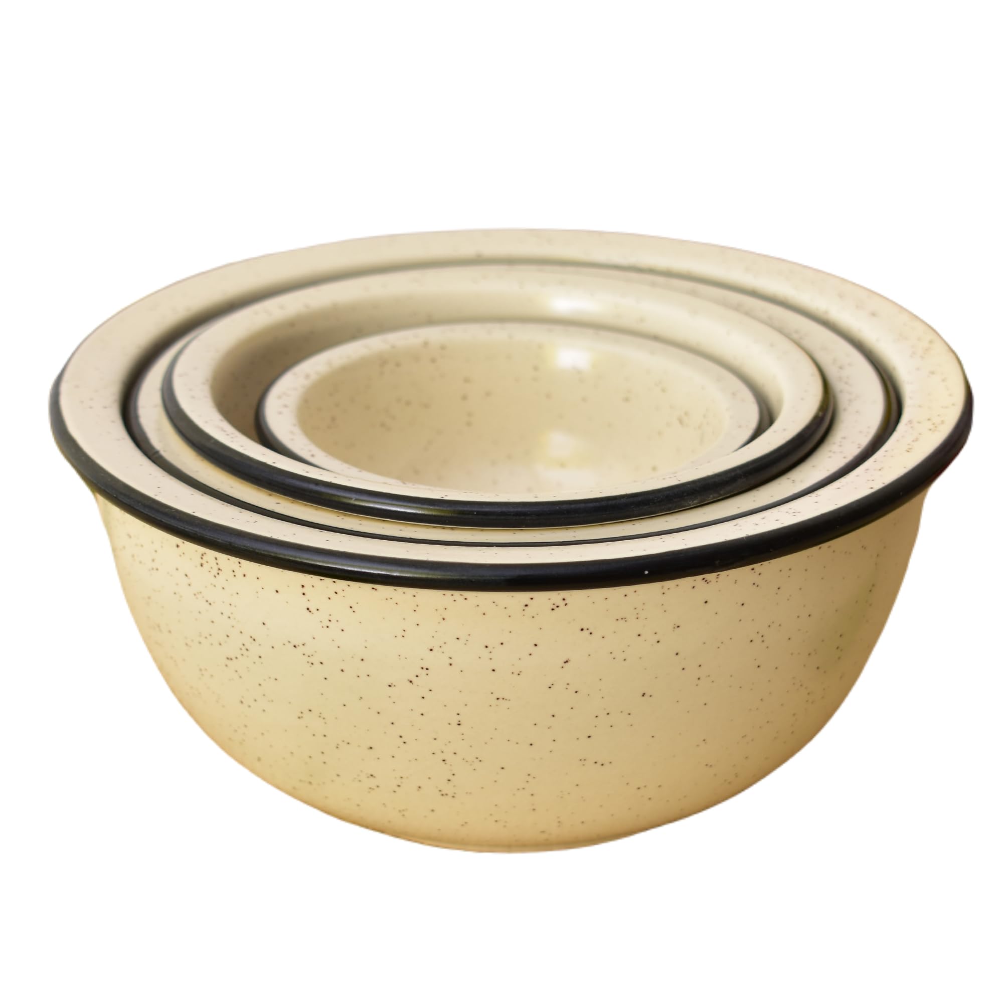 Kunhar Ceramic Mixing Bowls, Soup Bowl, Salad Bowl, Bowl for Snacks, Microwave Safe, Dishwasher Safe - 1500 Ml, 800 Ml, 600 Ml and 400 Ml, 4 Pieces, White Matte Black Border - Image 3