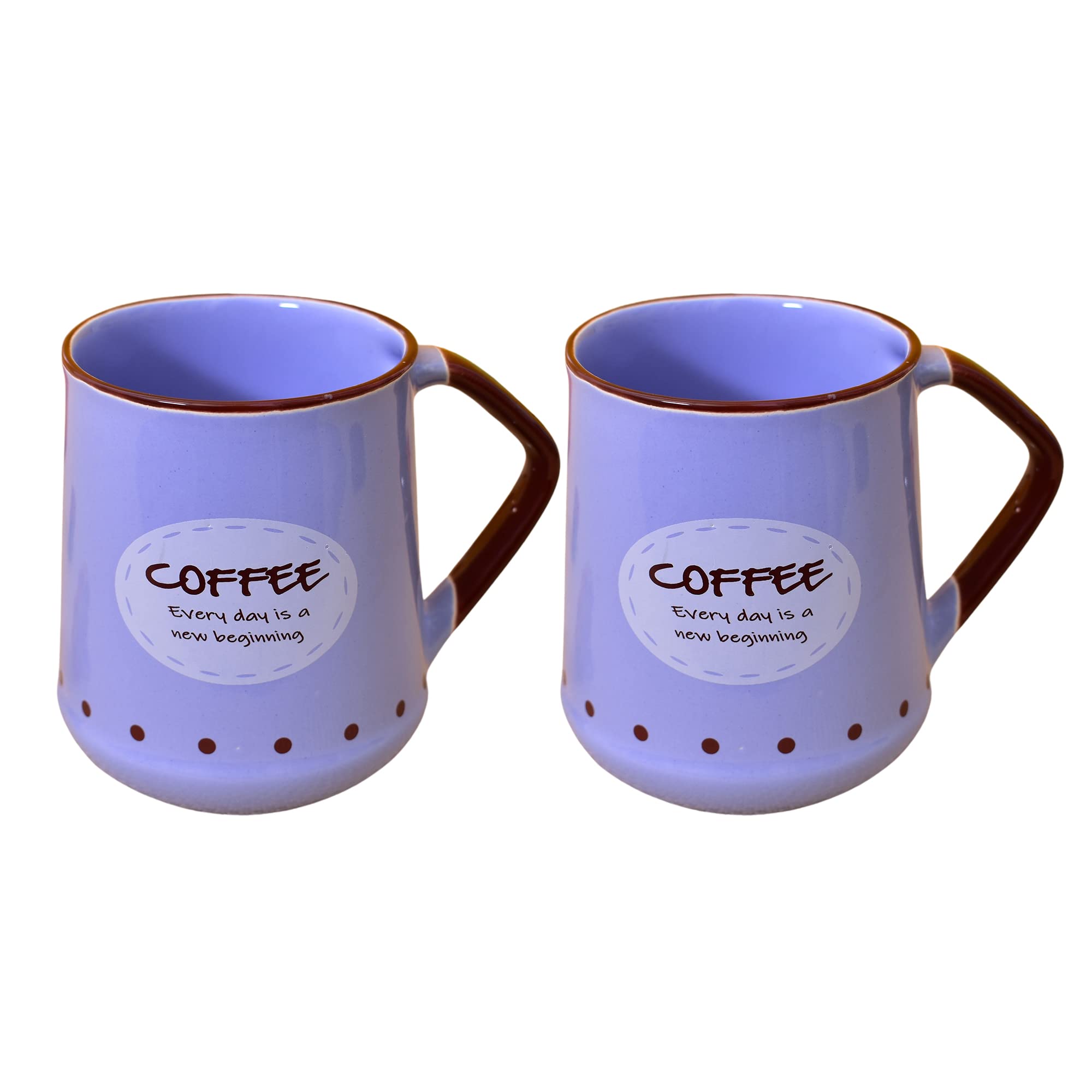 Kunhar Ceramic Coffee Mug, Milk Mug - 2 Pieces, Cornflower Blue, 450ml