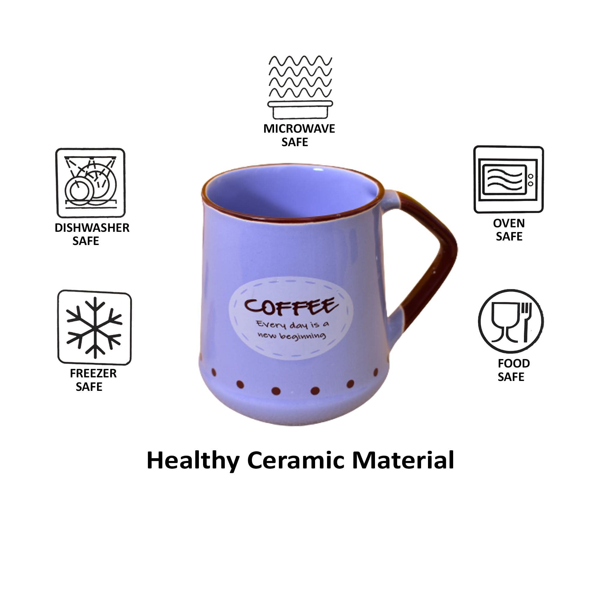 Kunhar Ceramic Coffee Mug, Milk Mug - 2 Pieces, Cornflower Blue, 450ml - Image 4