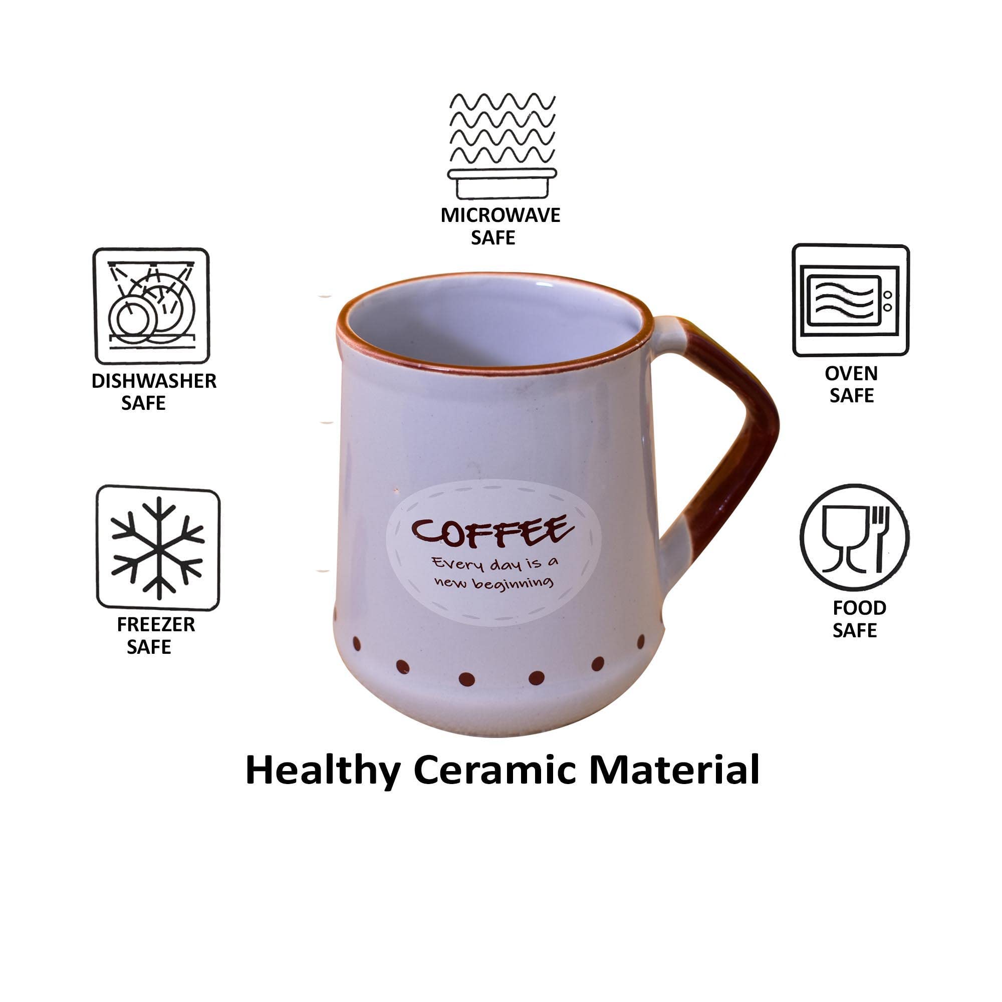 Kunhar Ceramic Coffee Mug, Milk Mug - 2 Pieces, Light-Blue, 450ml - Image 4