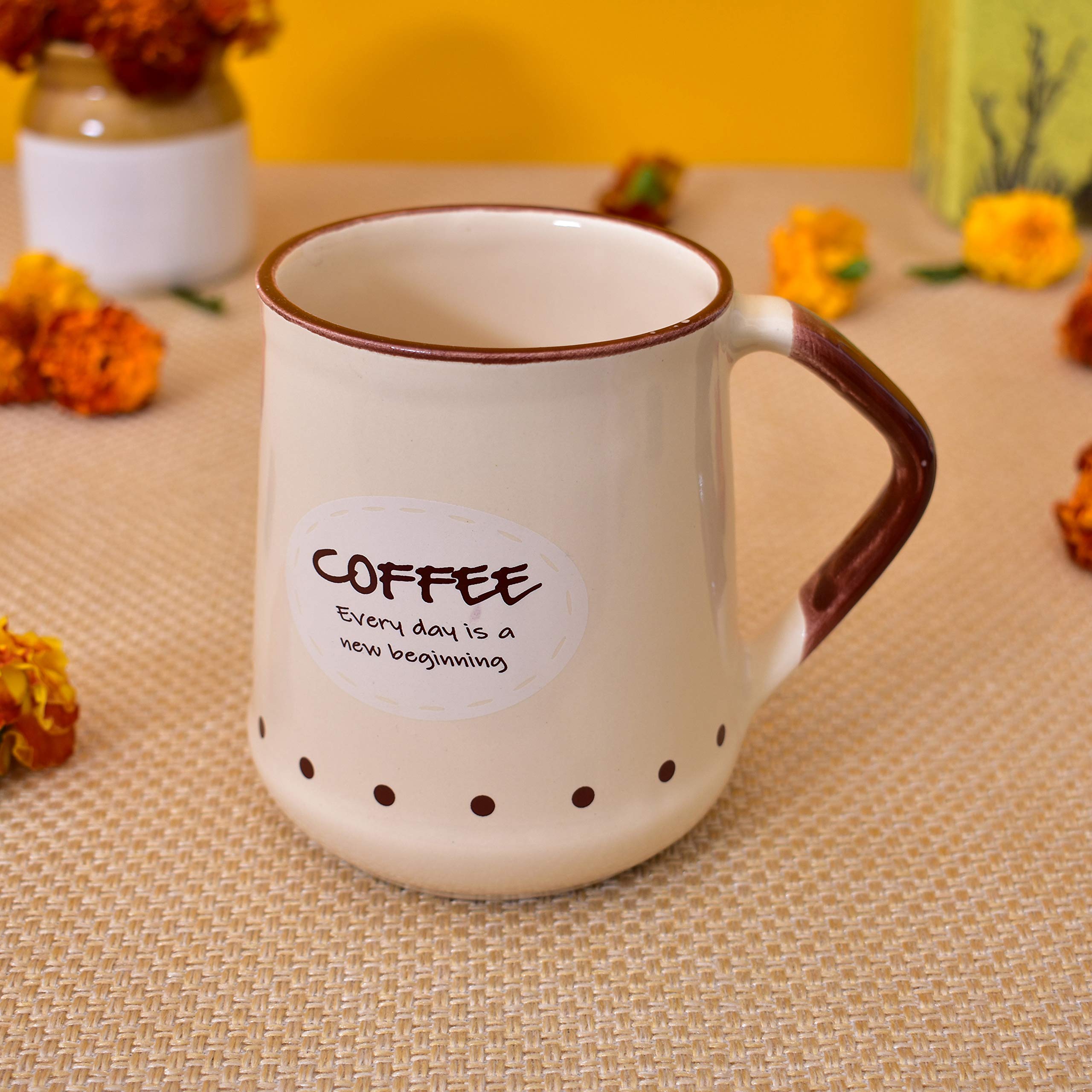 Kunhar Ceramic Coffee Mug, Milk Mug - 4 Pieces, Lvory, 450ml - Image 3