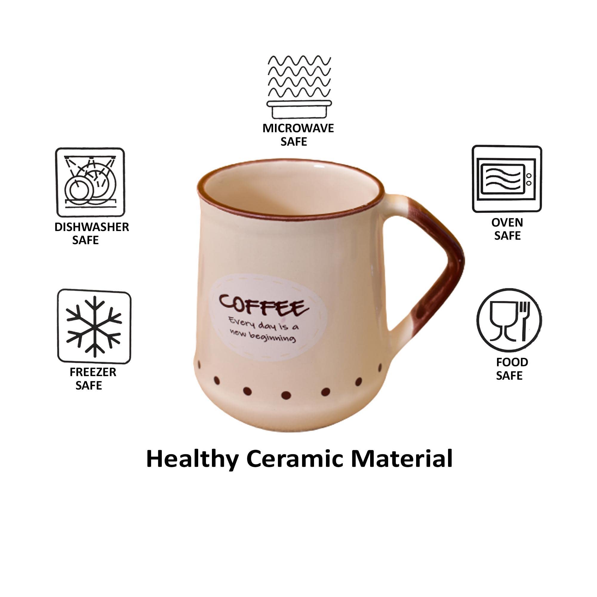 Kunhar Ceramic Coffee Mug, Milk Mug - 4 Pieces, Lvory, 450ml - Image 4