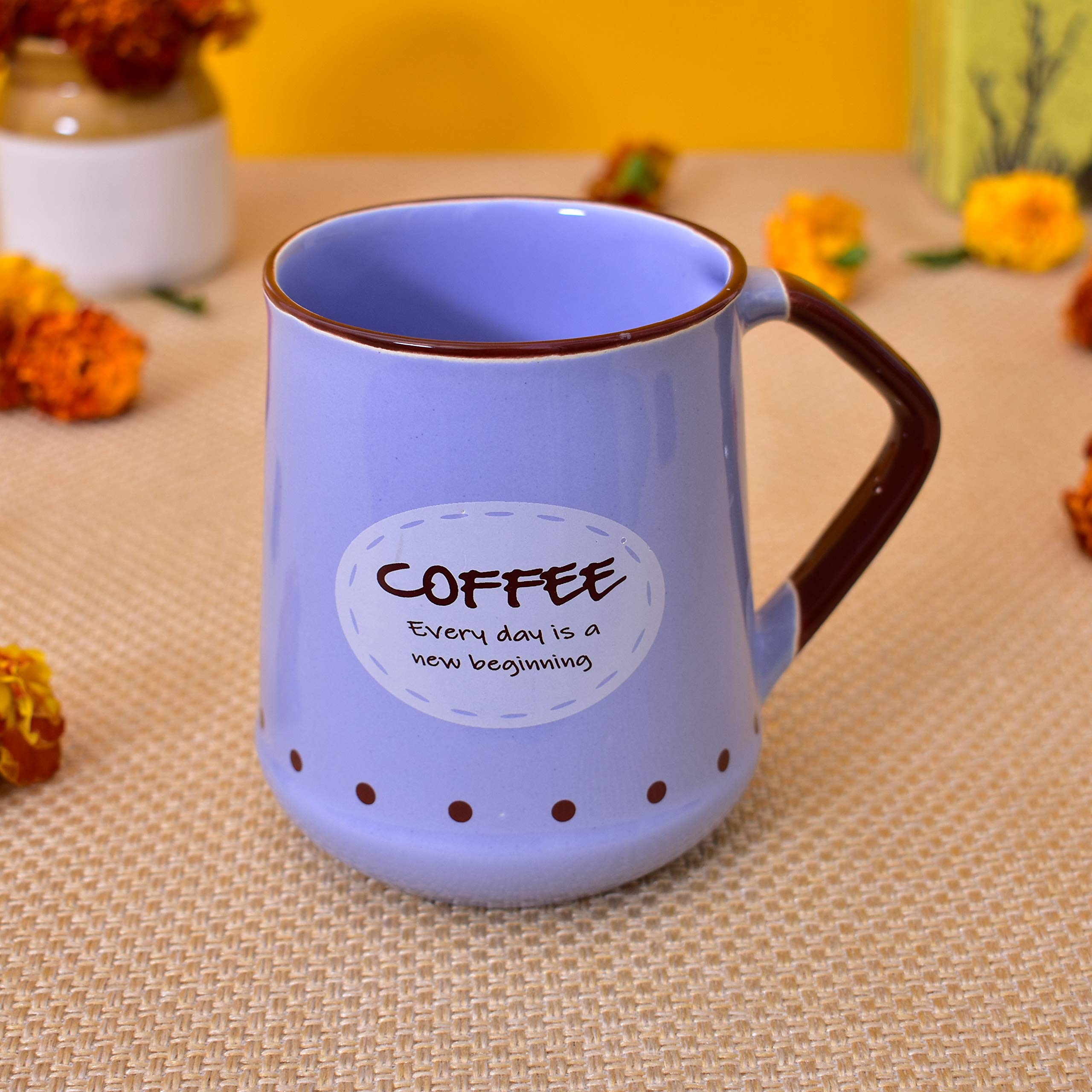 Kunhar Ceramic Coffee Mug, Milk Mug - 4 Pieces, Cornflower Blue, 450ml - Image 3