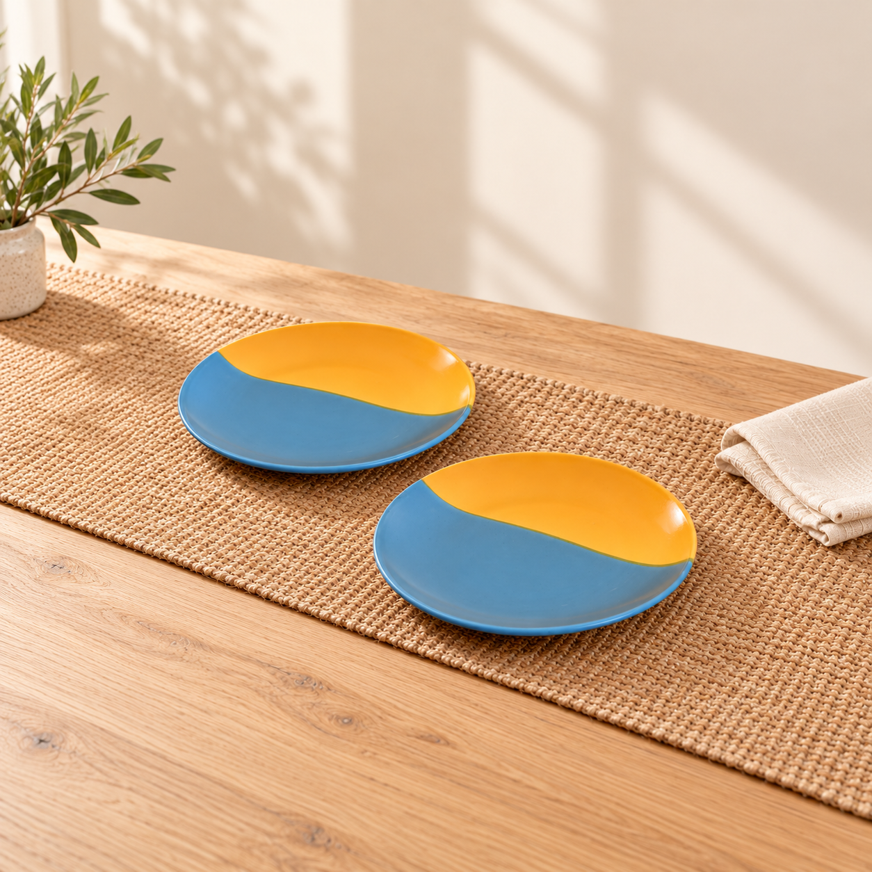 Kunhar Ceramic Plate, 10 Inch, 2 Pieces, Multicolor