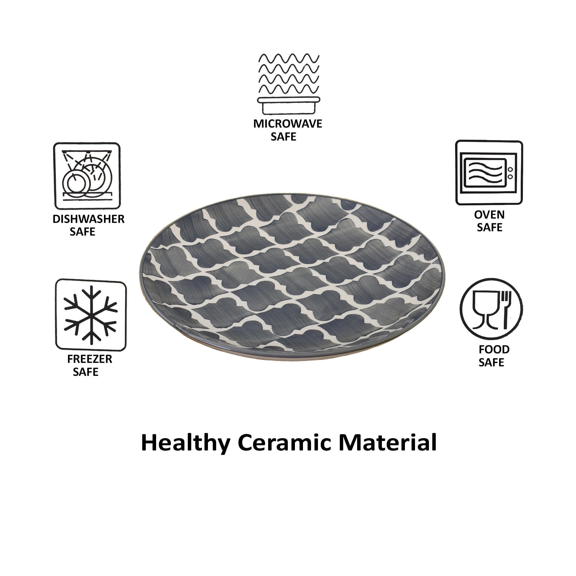 Kunhar Ceramic Plate, 10 Inch, 1 Piece, Grey - Image 3