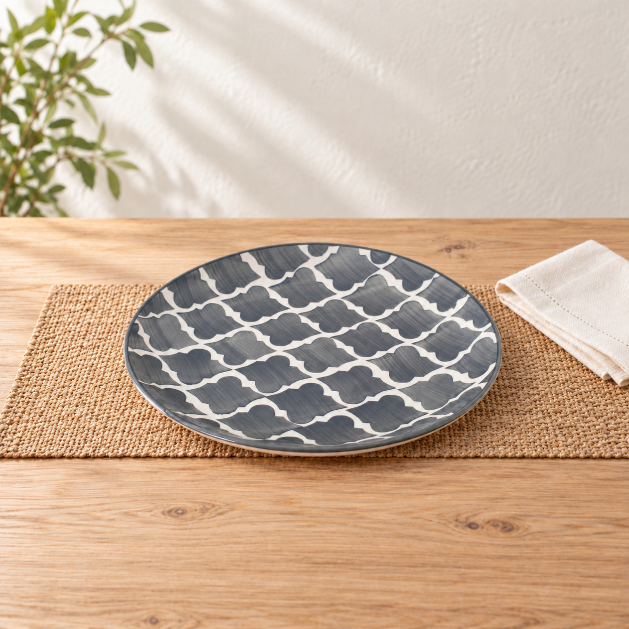 Kunhar Ceramic Plate, 10 Inch, 1 Piece, Grey