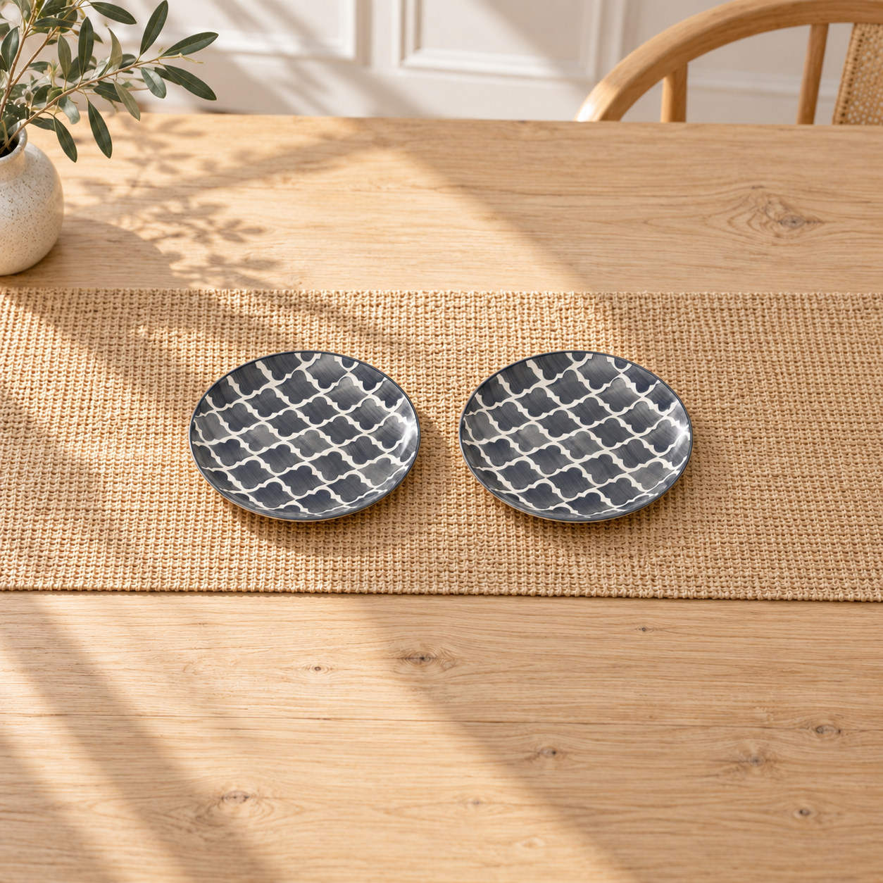 Kunhar Ceramic Plate, 10 Inch, 2 Pieces, Grey