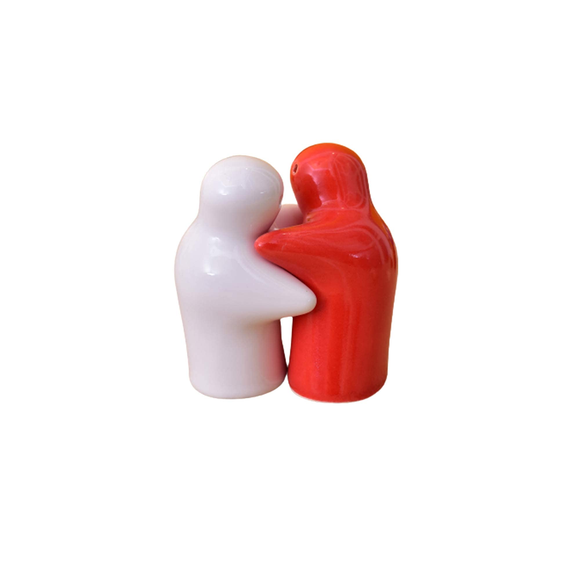 KunhaR Ceramic Pepper Shaker, Salt Shaker Dispenser, Spice Dispenser - Set of 2 (Red and White)