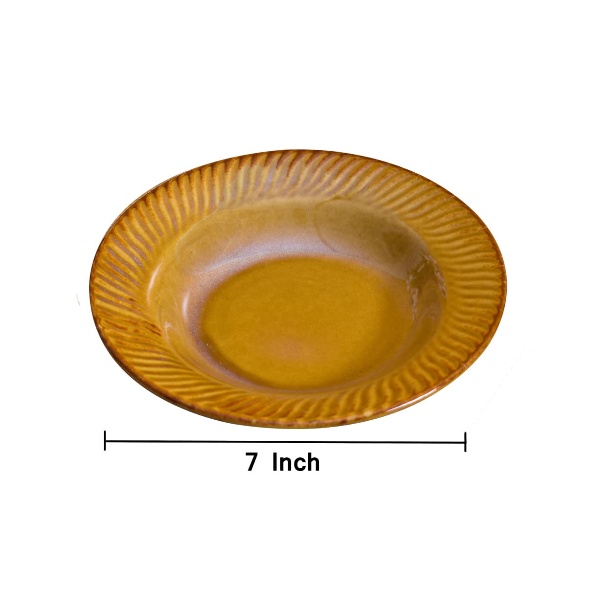 Kunhar Glazed Studio Pottery Ceramic Pasta Plate, 2 Pieces, Pirate Gold (7 Inch) - Image 2
