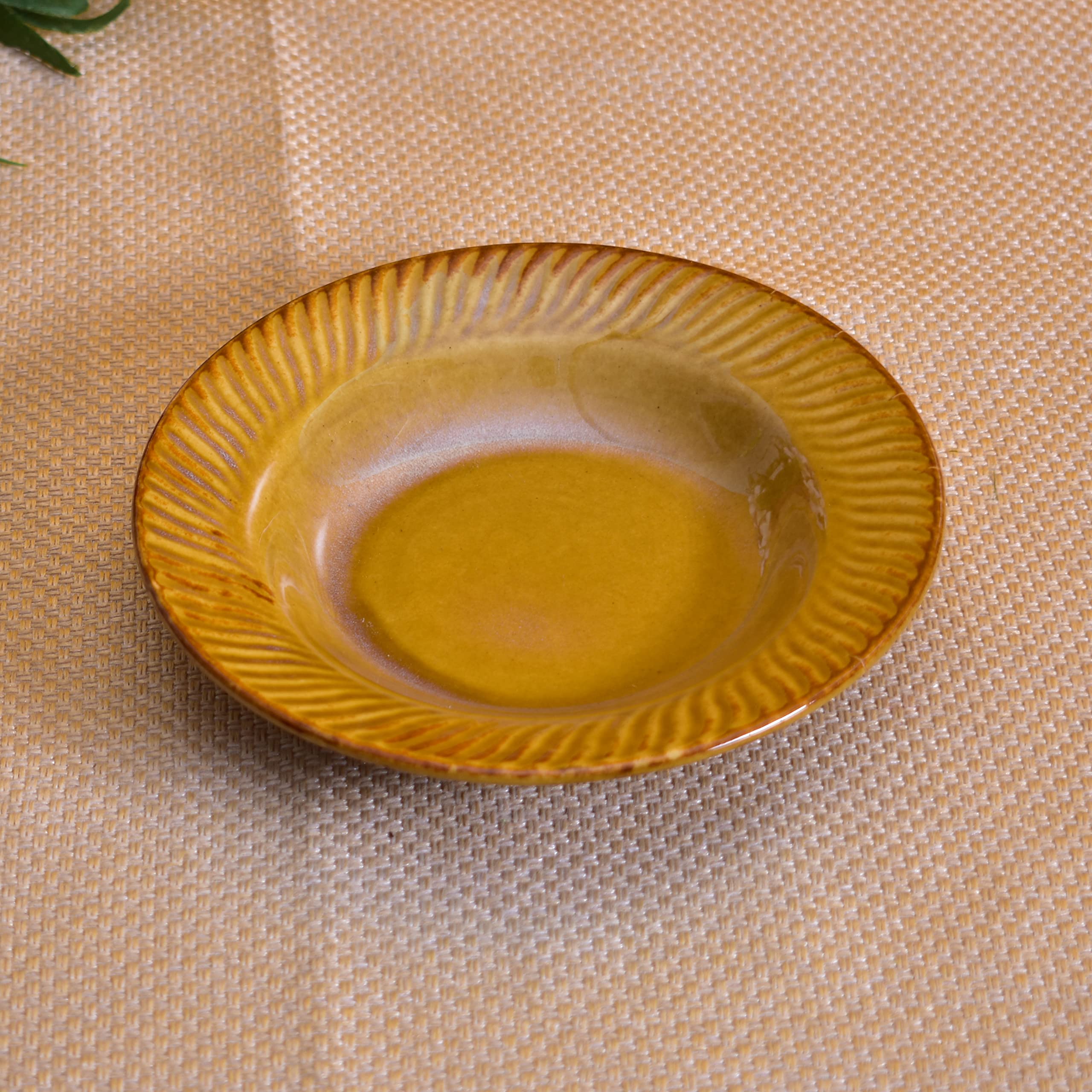 Kunhar Glazed Studio Pottery Ceramic Pasta Plate, 2 Pieces, Pirate Gold (7 Inch) - Image 4