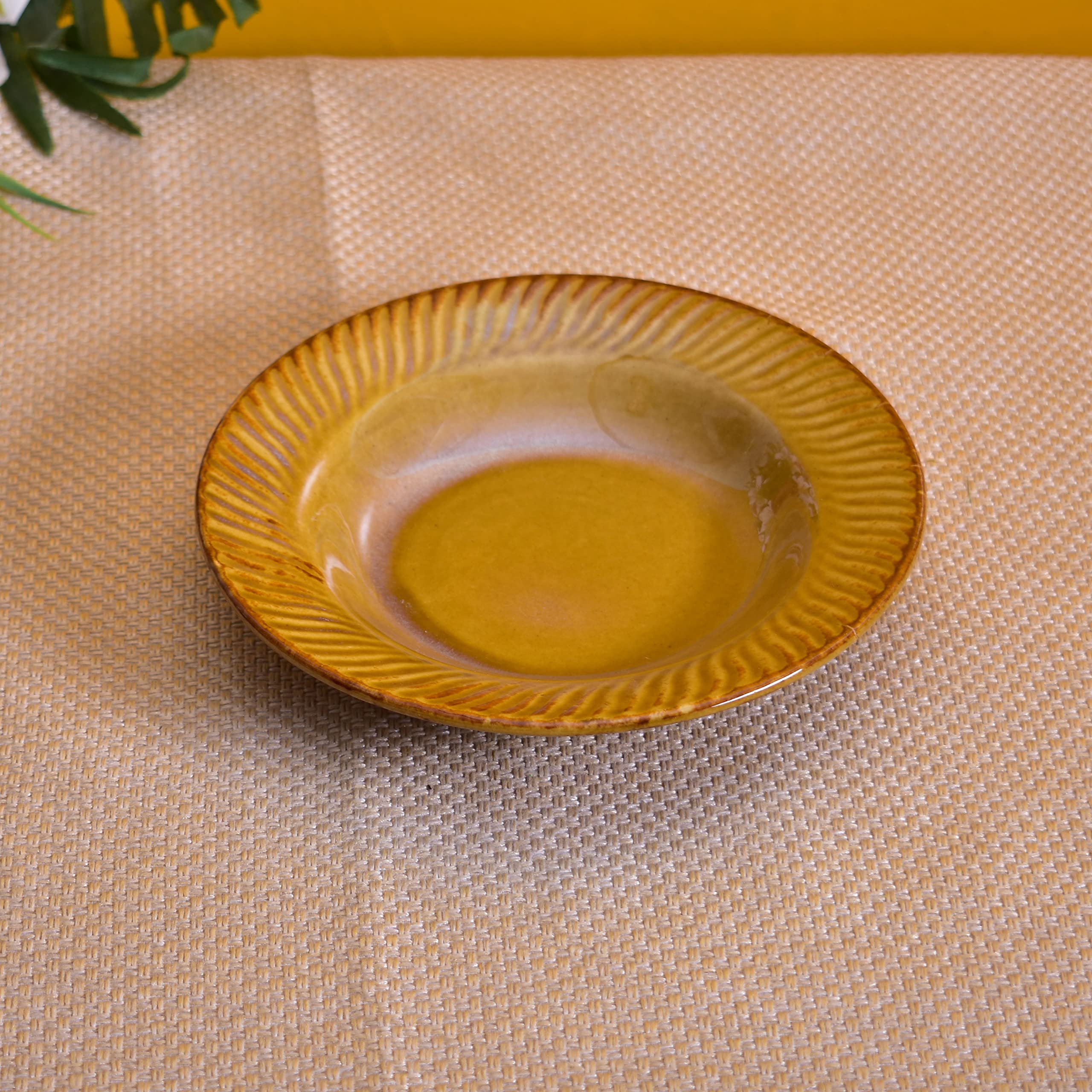 Kunhar Glazed Studio Pottery Ceramic Pasta Plate, 2 Pieces, Pirate Gold (7 Inch) - Image 5