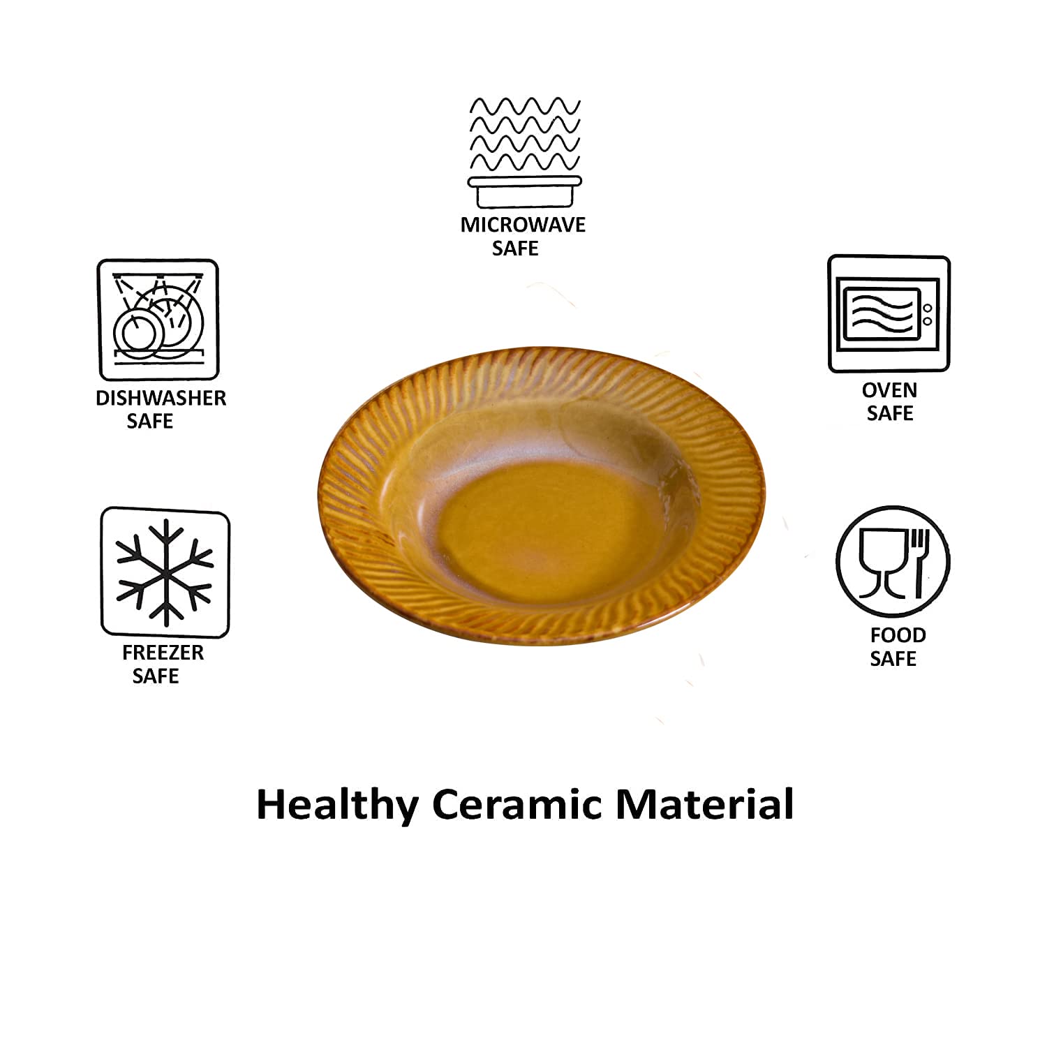 Kunhar Glazed Studio Pottery Ceramic Pasta Plate, 2 Pieces, Pirate Gold (7 Inch) - Image 6