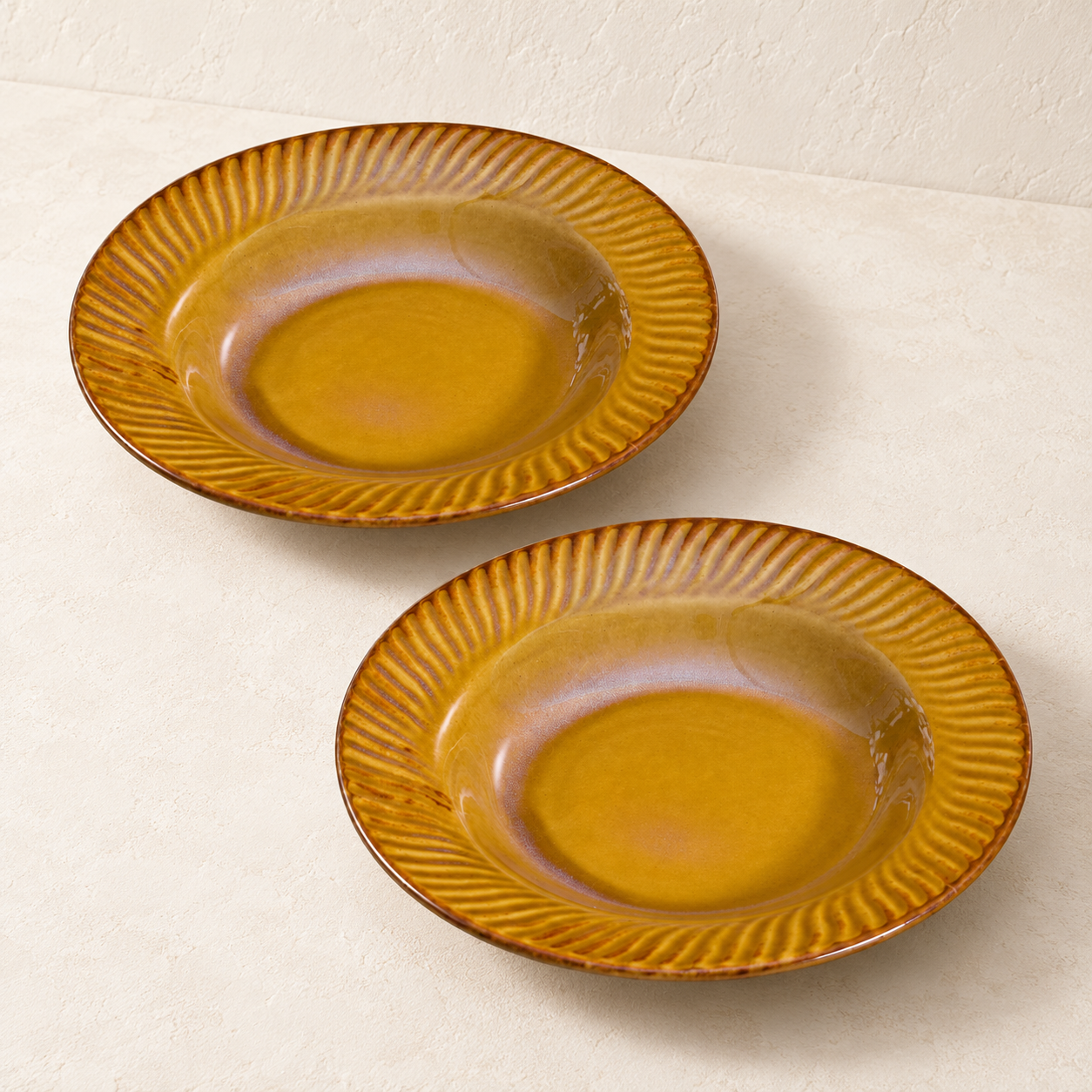 Kunhar Glazed Studio Pottery Ceramic Pasta Plate, 2 Pieces, Pirate Gold (7 Inch) - Image 4