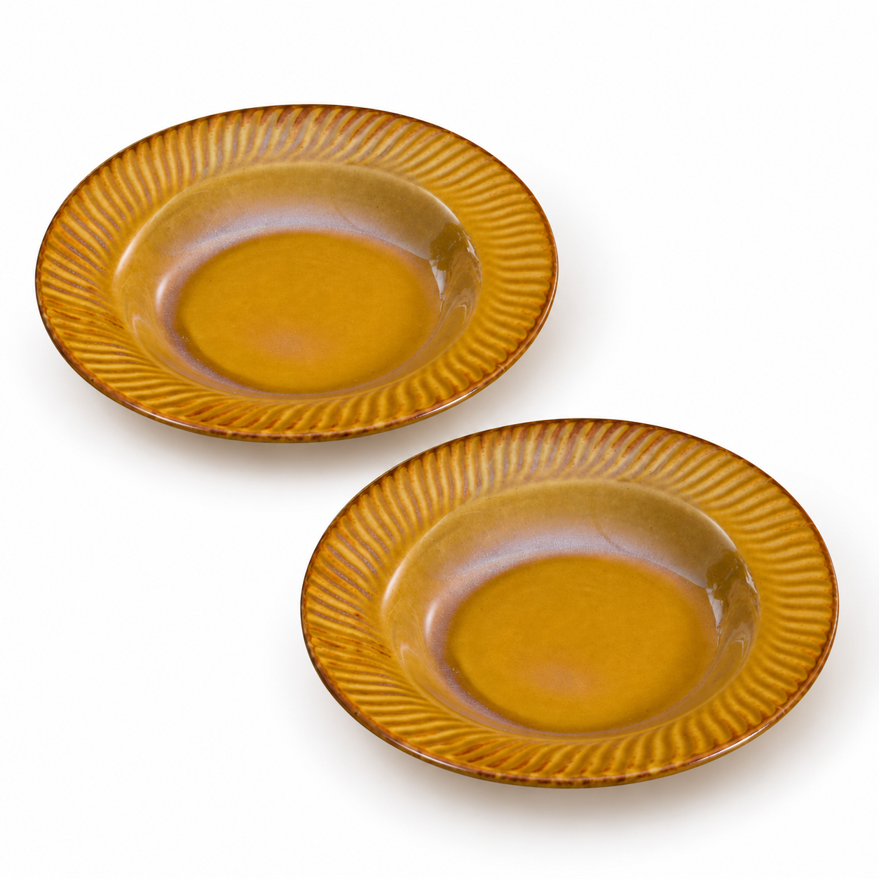 Kunhar Glazed Studio Pottery Ceramic Pasta Plate, 2 Pieces, Pirate Gold (7 Inch) - Image 6