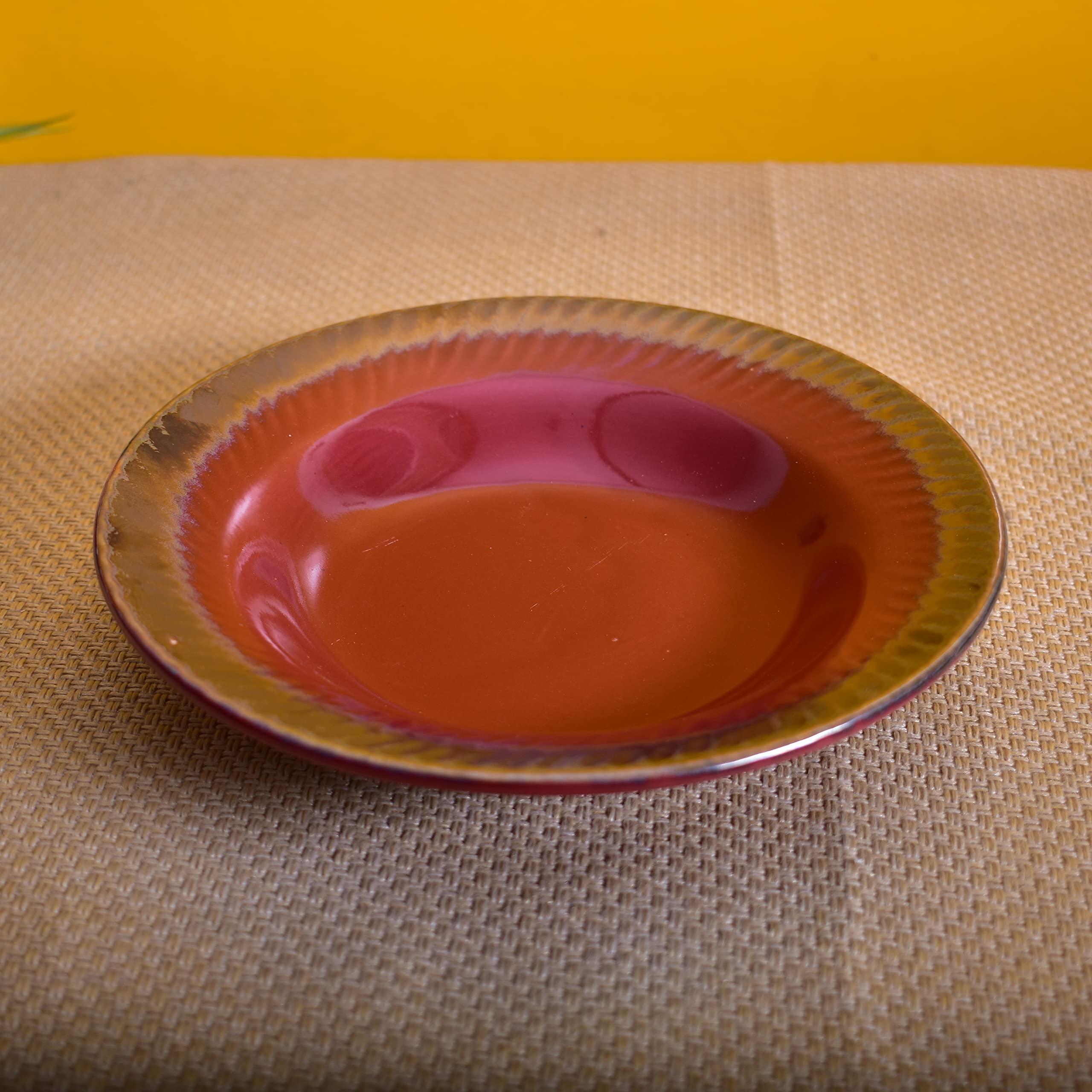 Kunhar Glazed Studio Pottery Ceramic Pasta Plate, 2 Pieces, Brownish Red (7 Inch) - Image 3