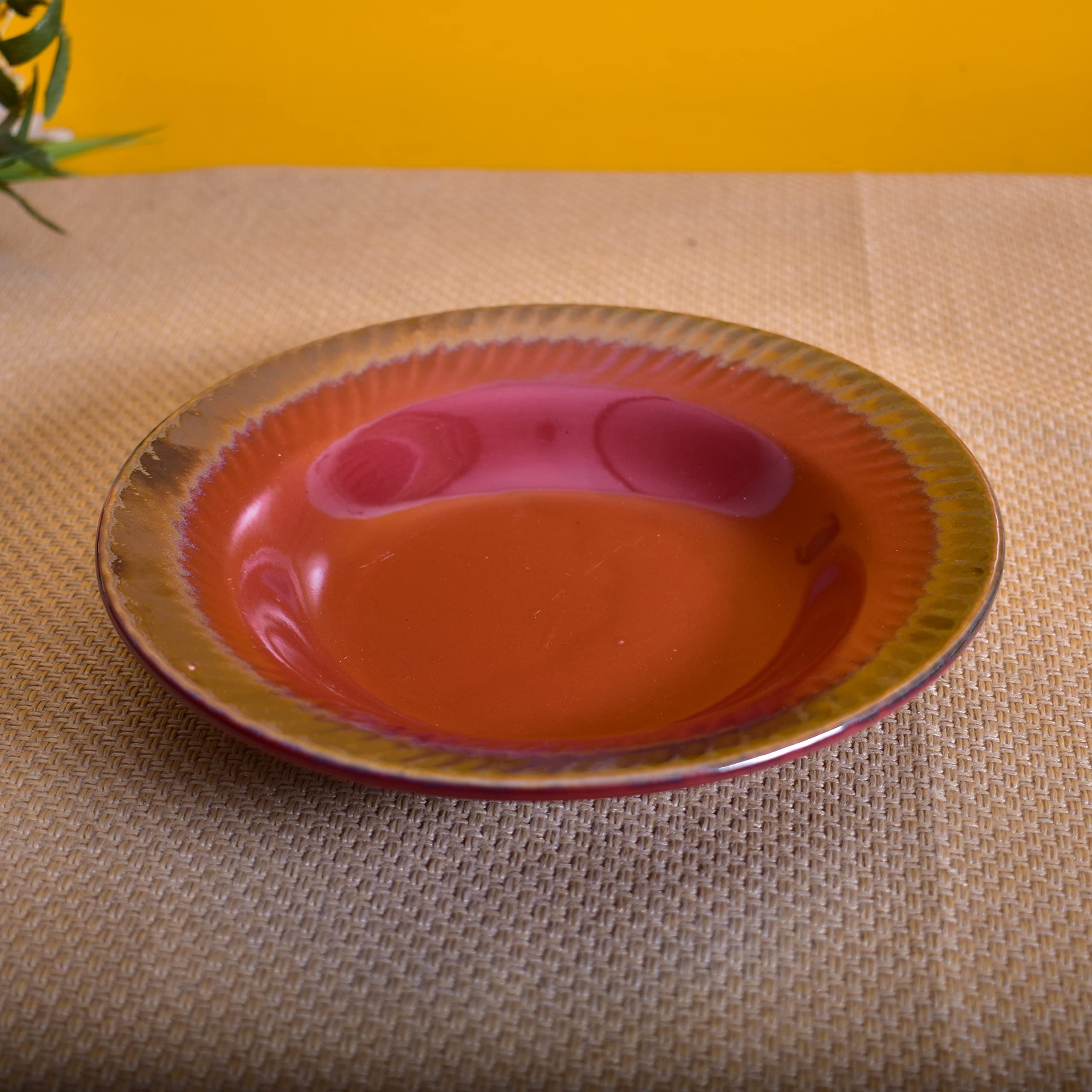 Kunhar Glazed Studio Pottery Ceramic Pasta Plate, 2 Pieces, Brownish Red (7 Inch) - Image 4