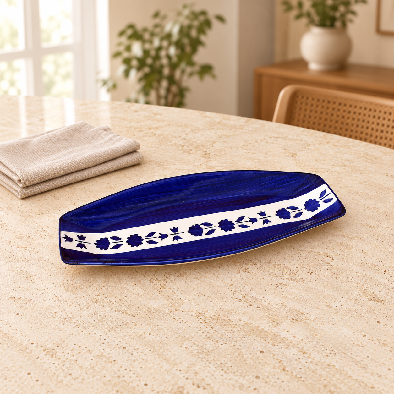 Kunhar Ceramic Platter - (Color Blue)