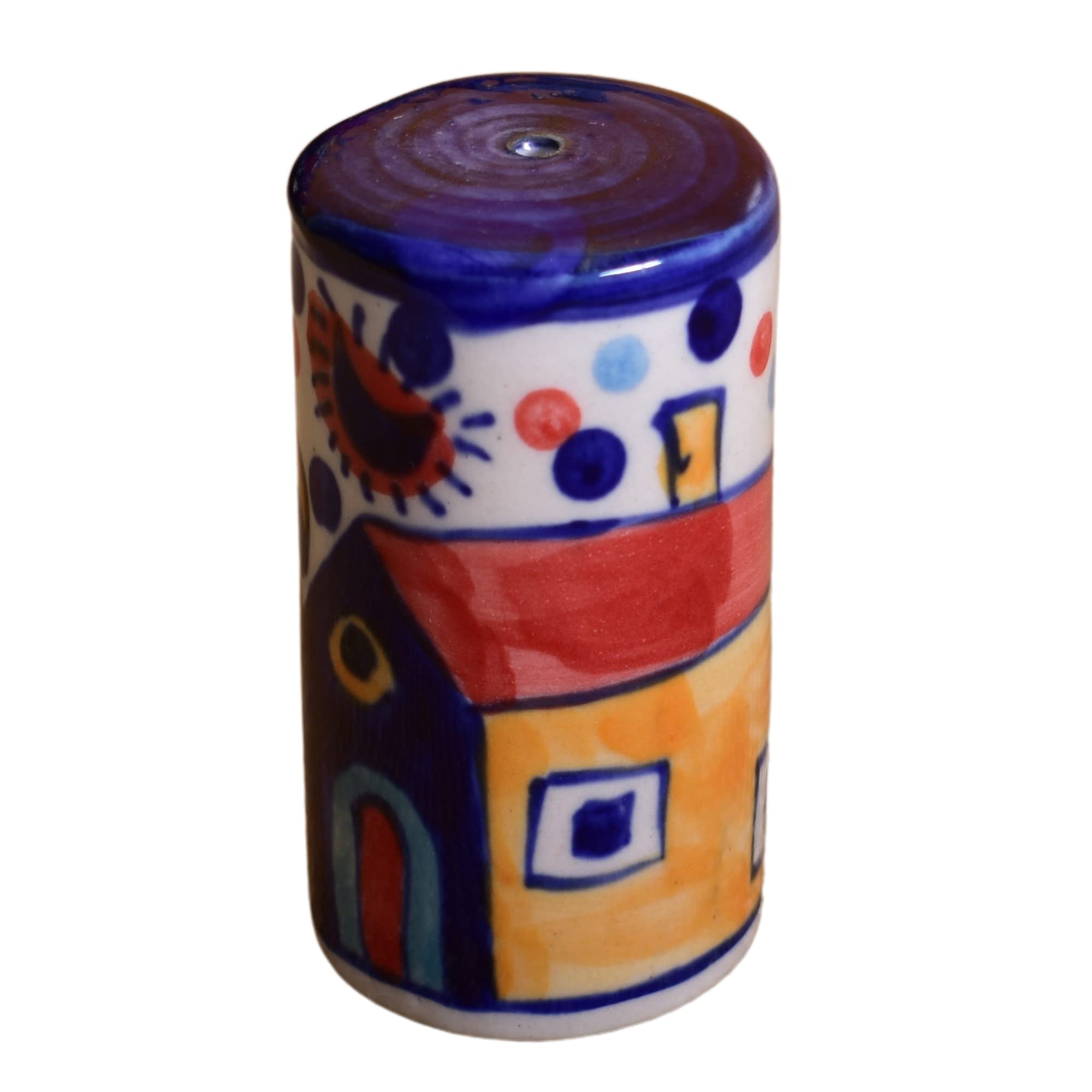 KunhaR Ceramic Hut Painting Pepper Shaker, Salt Shaker Dispenser, Spice Dispenser, 2 Pieces, Multicolor