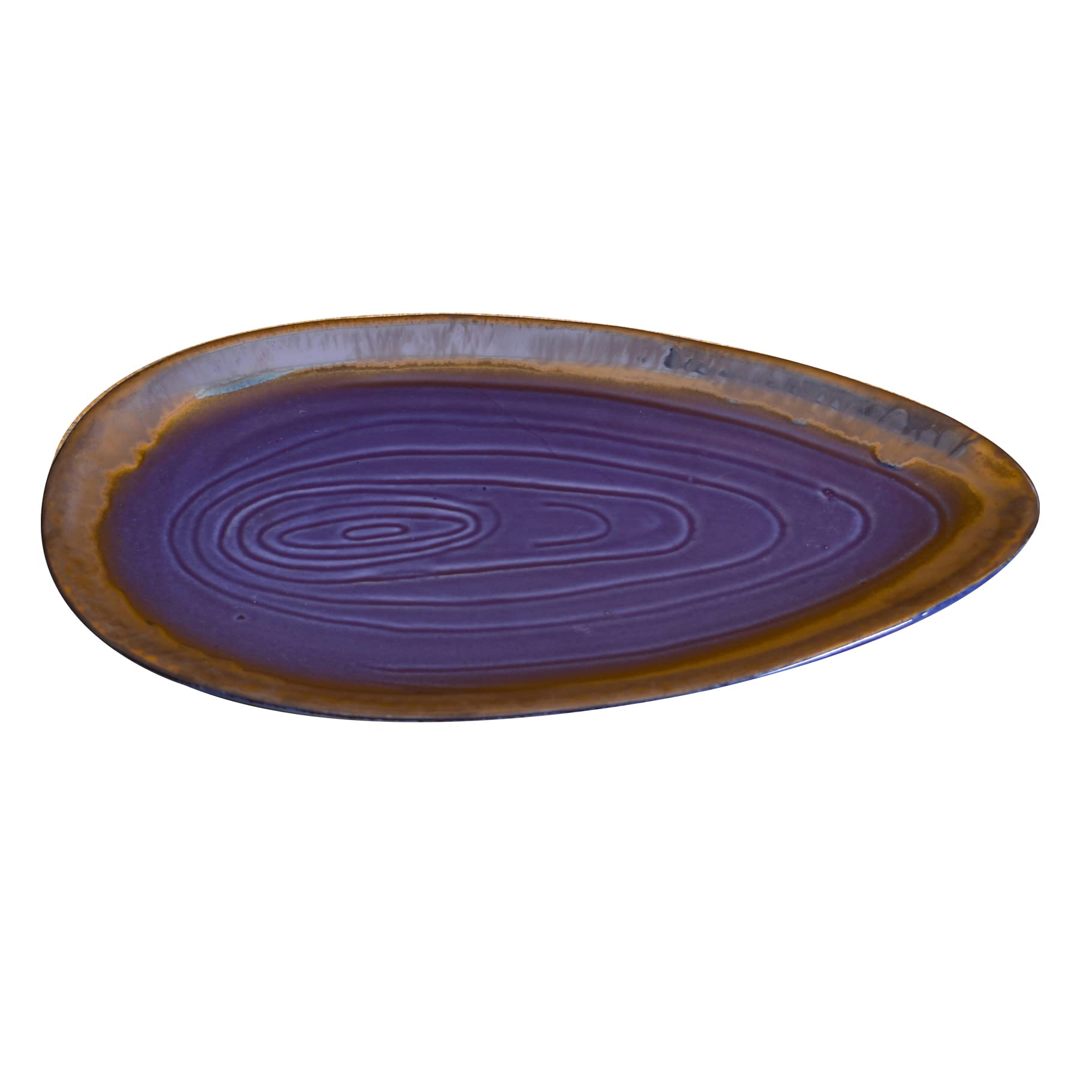Kunhar Glazed Studio Pottery Ceramic Platter, 1 Piece, Plum Purple (8 Inch x 13 Inch)