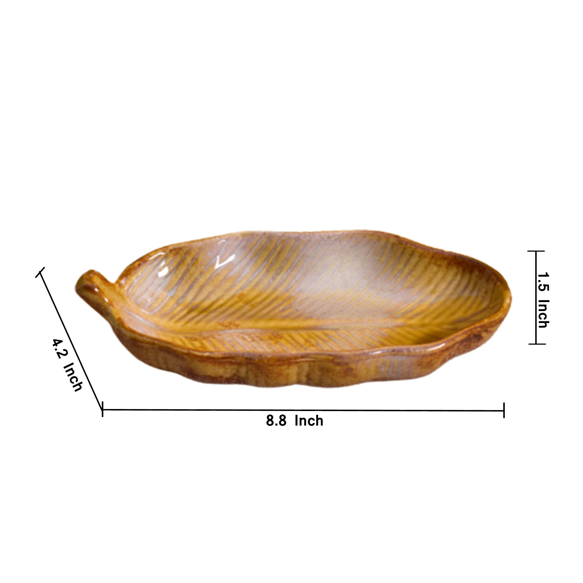 Kunhar Glazed Studio Pottery Ceramic Platter, 2 Pieces, Buttered Rum (4.2 Inch x 8.8 Inch) - Image 2