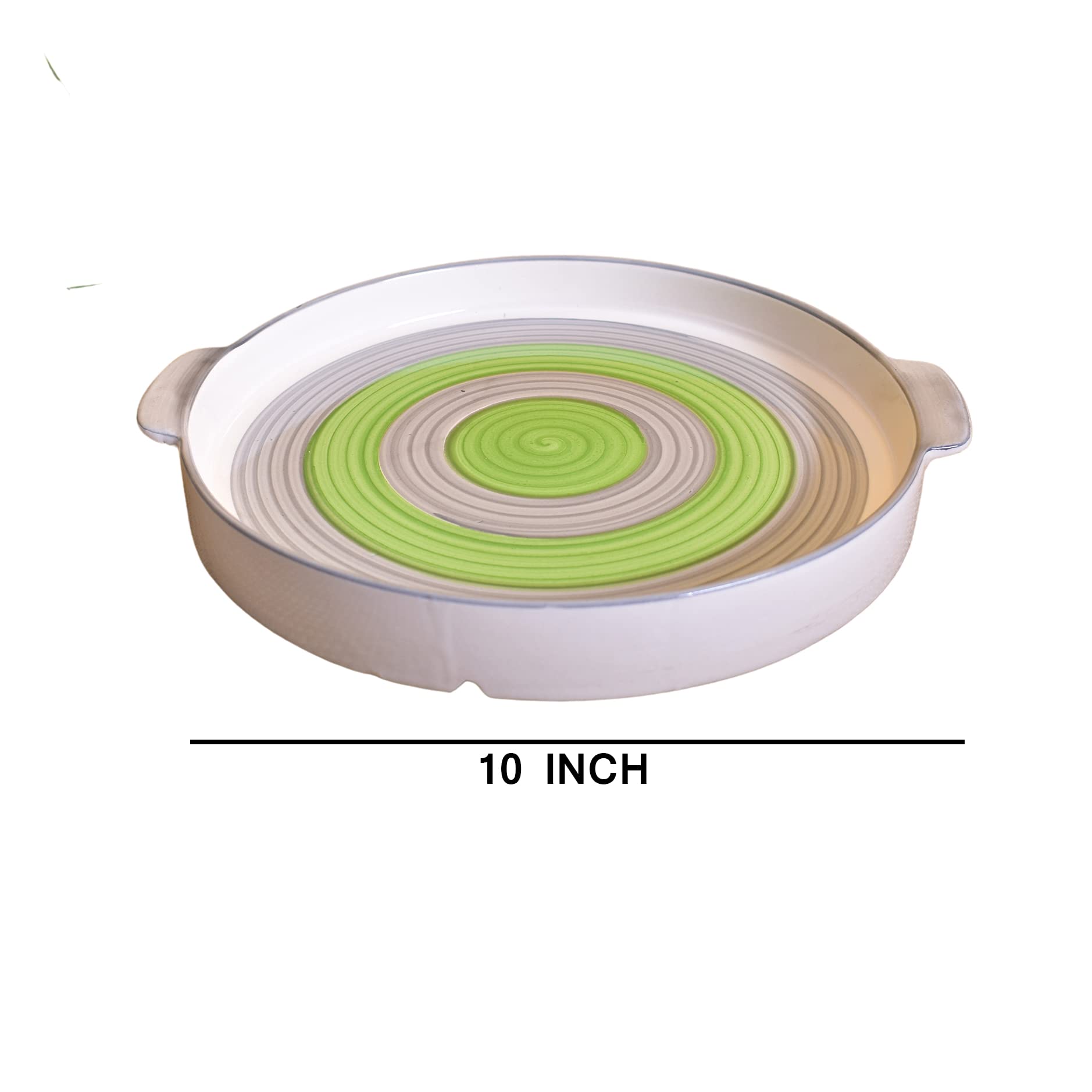 Kunhar Ceramic Snacks Serving Tray, Pizza Plate - 1 Piece, Grey Green, 10 Inch - Image 2