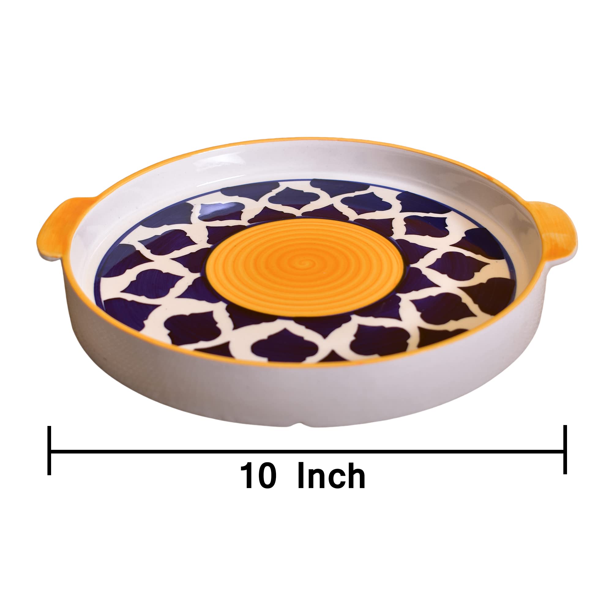 Kunhar Ceramic Snack & Pizza Serving Tray, 10-Inch Yellow Plate, 1 Piece – Durable Appetizer & Snack Dish - Image 2